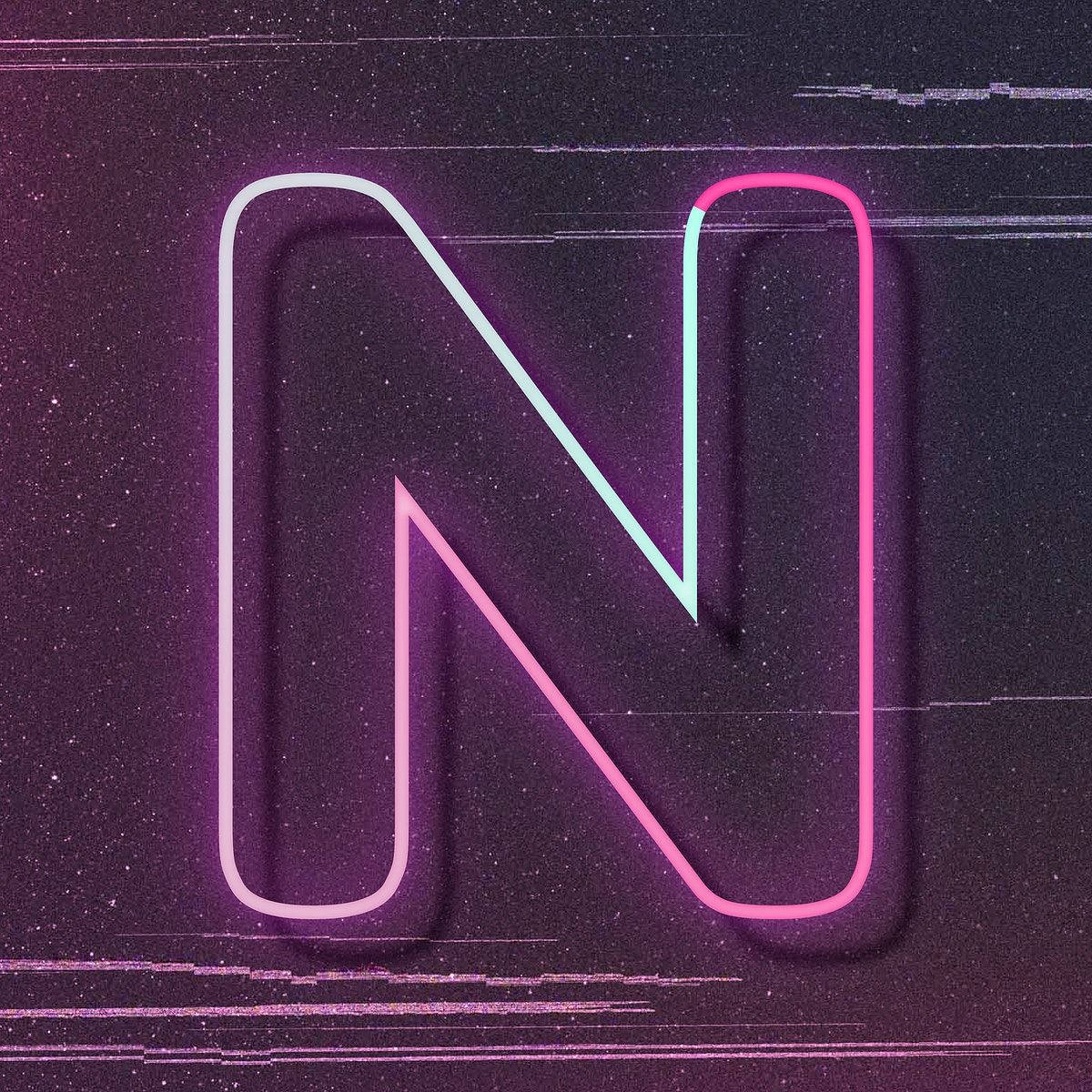 Letter N With Glitch Effect Design Background