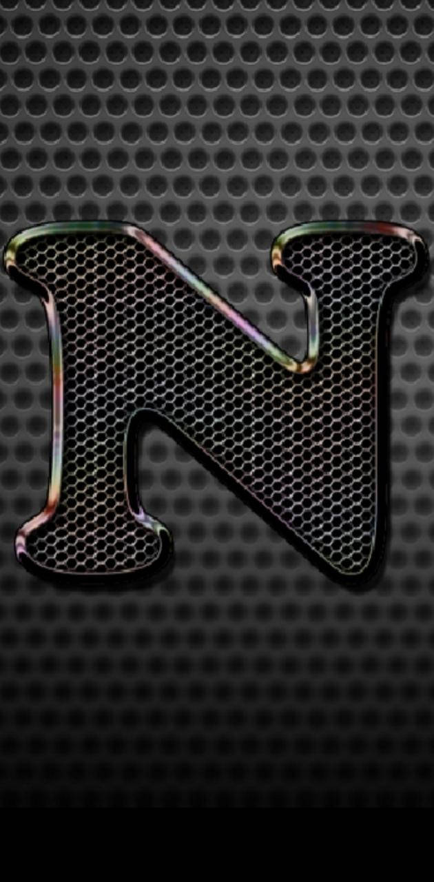Letter N With Metal Mesh Design Background