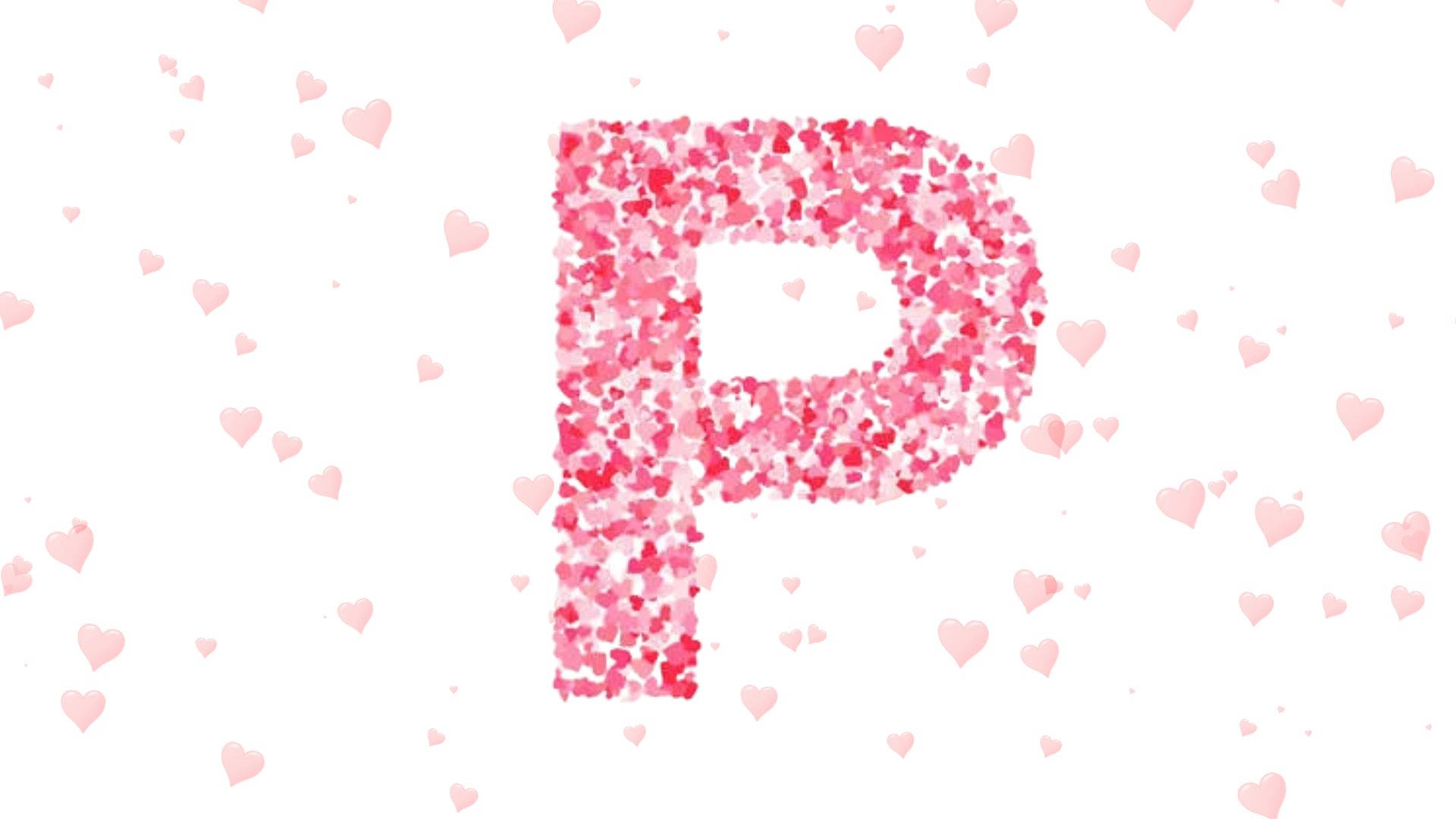 Letter P Pink Hearts Background