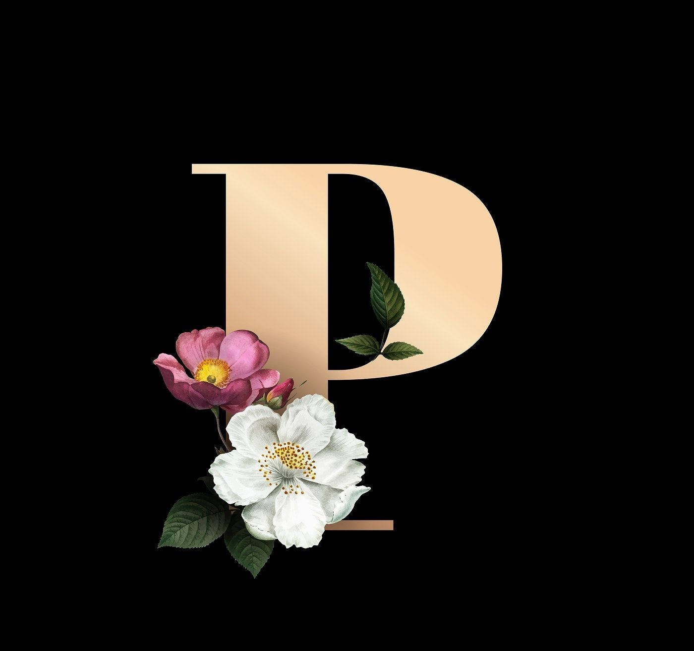 Letter P With Flowers Background