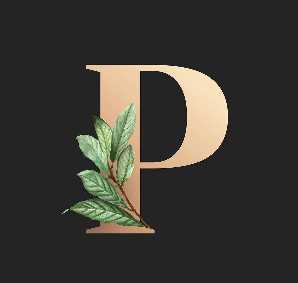 Letter P With Leaves Background