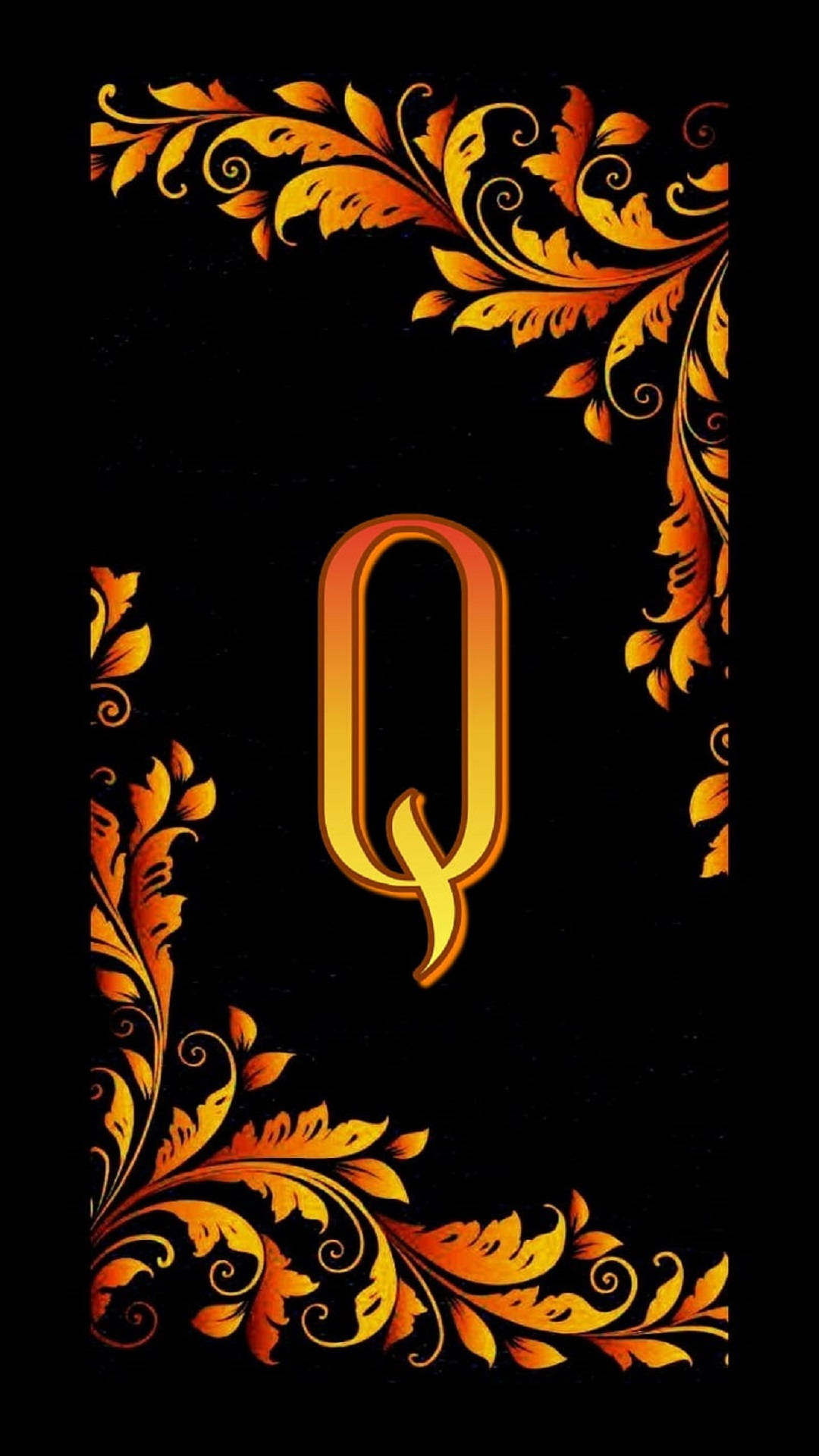 “letter Q Embraced By Autumn Leaves” Background