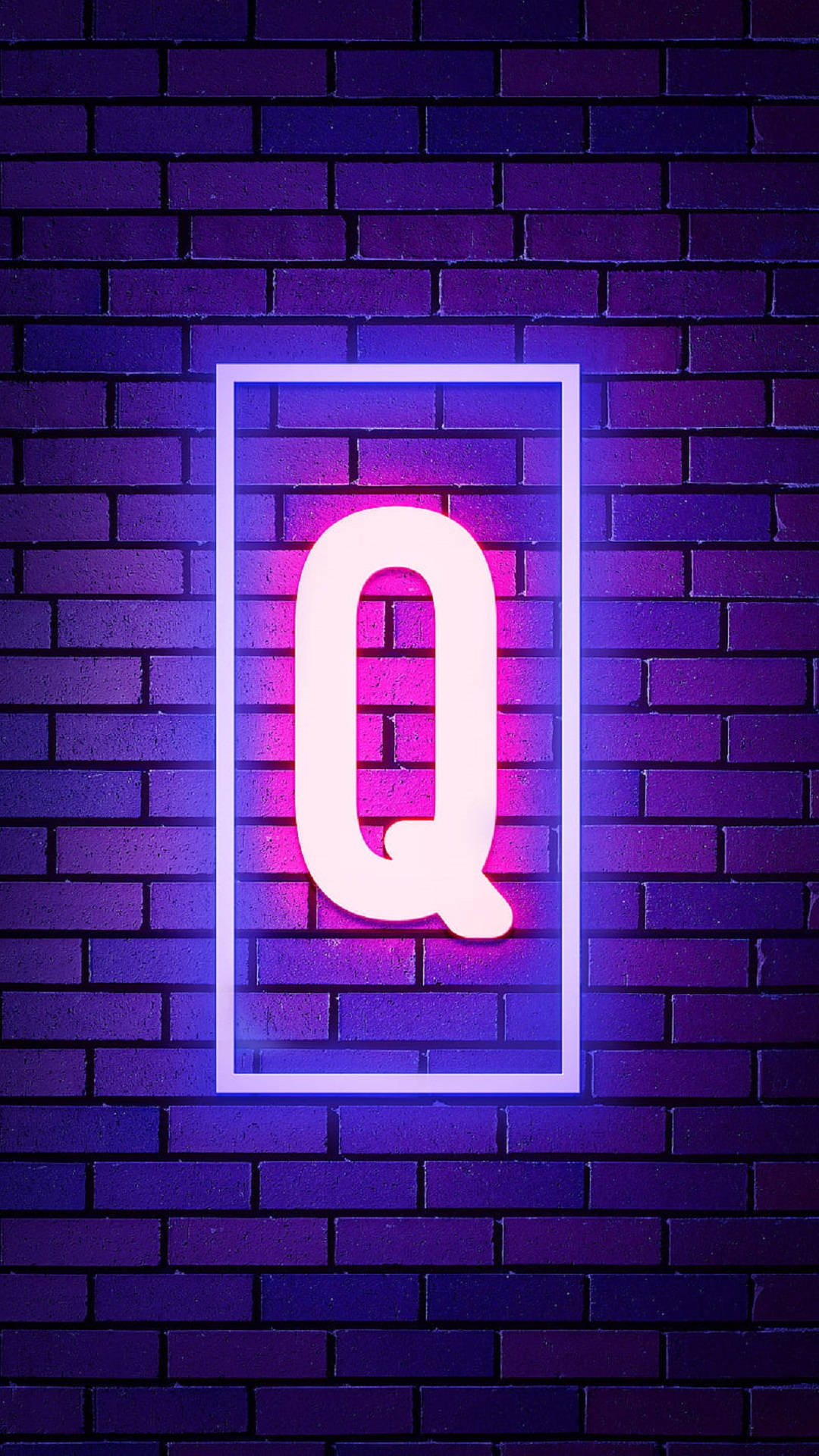 Letter Q In Purple Bricks Background