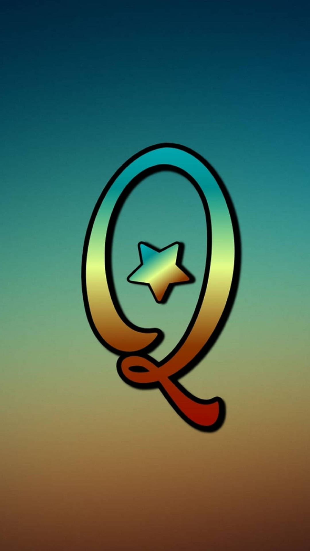 Letter Q With A Star Icon Background