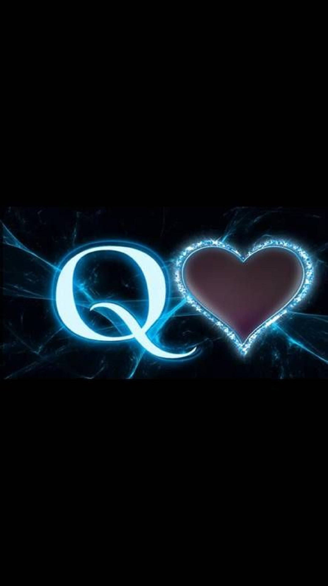 Letter Q With Blue Heart Background