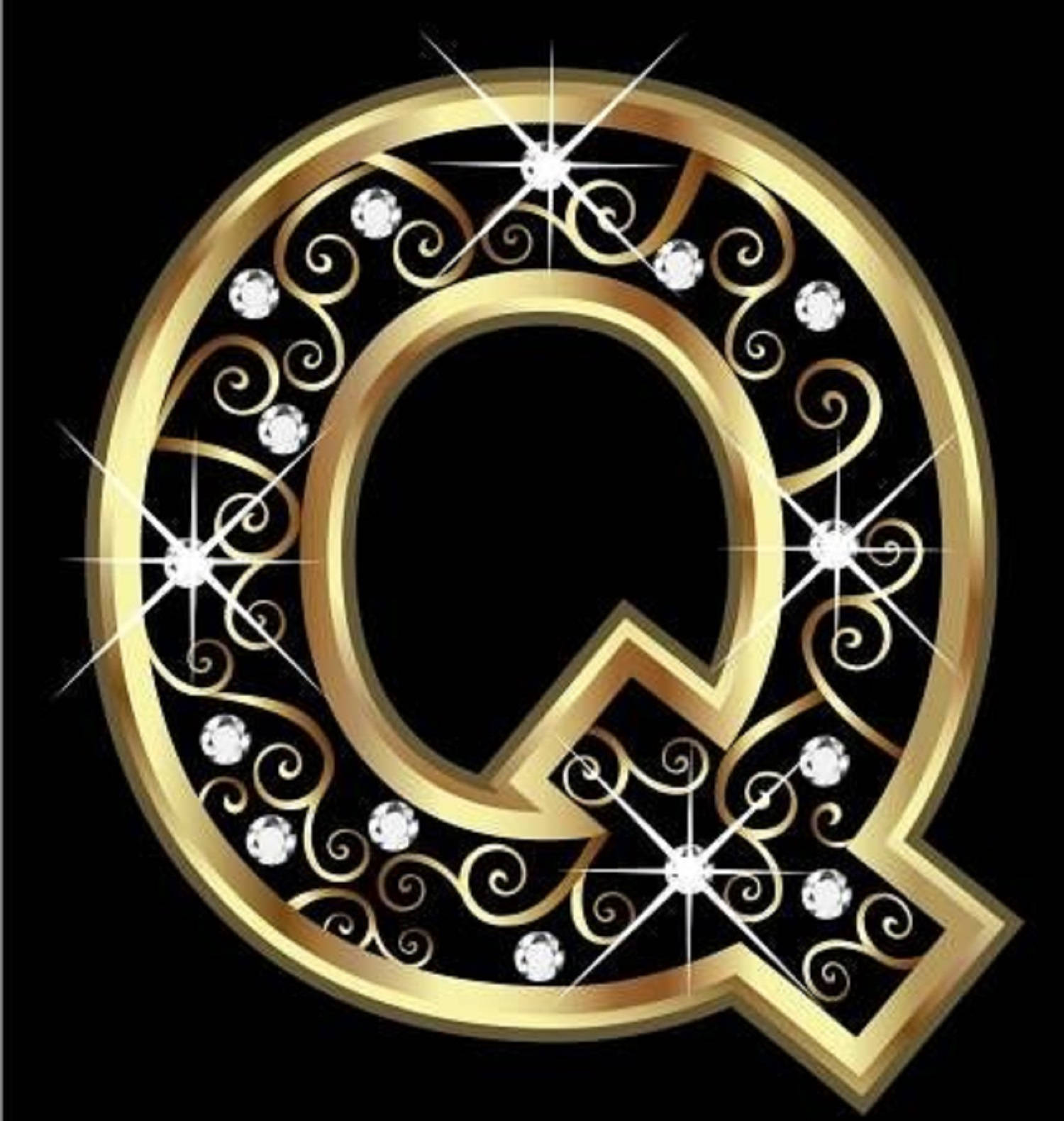 Letter Q With Diamonds Background