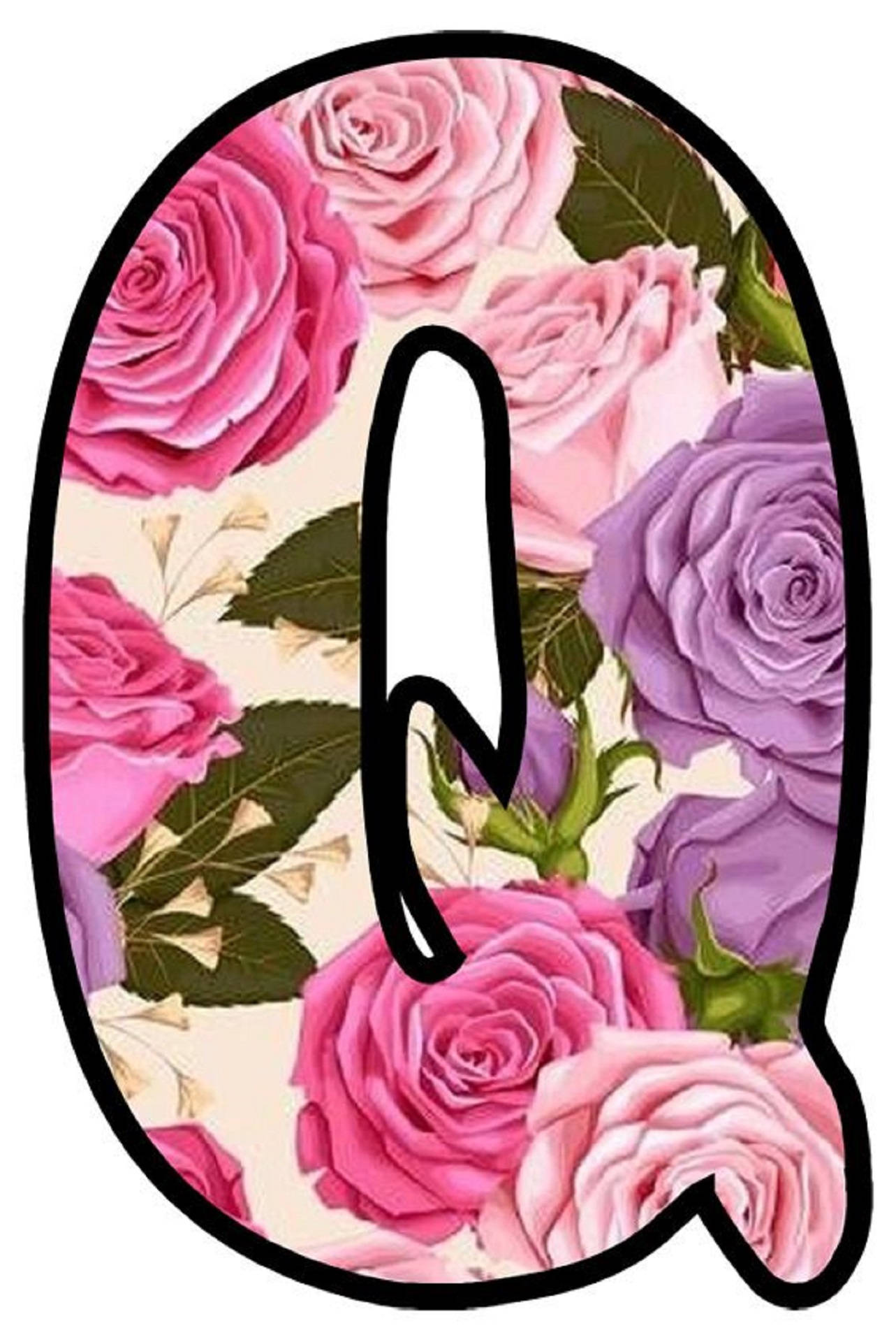Letter Q With Roses Background