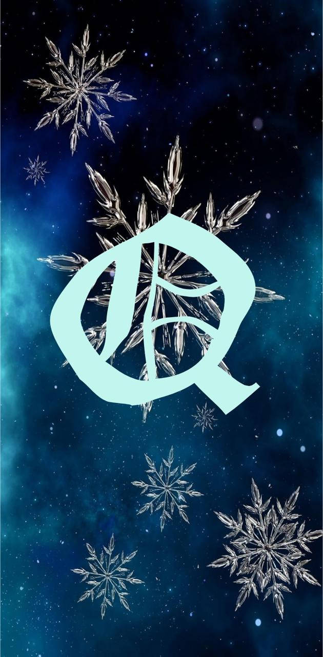 Letter Q With Snowflakes Background