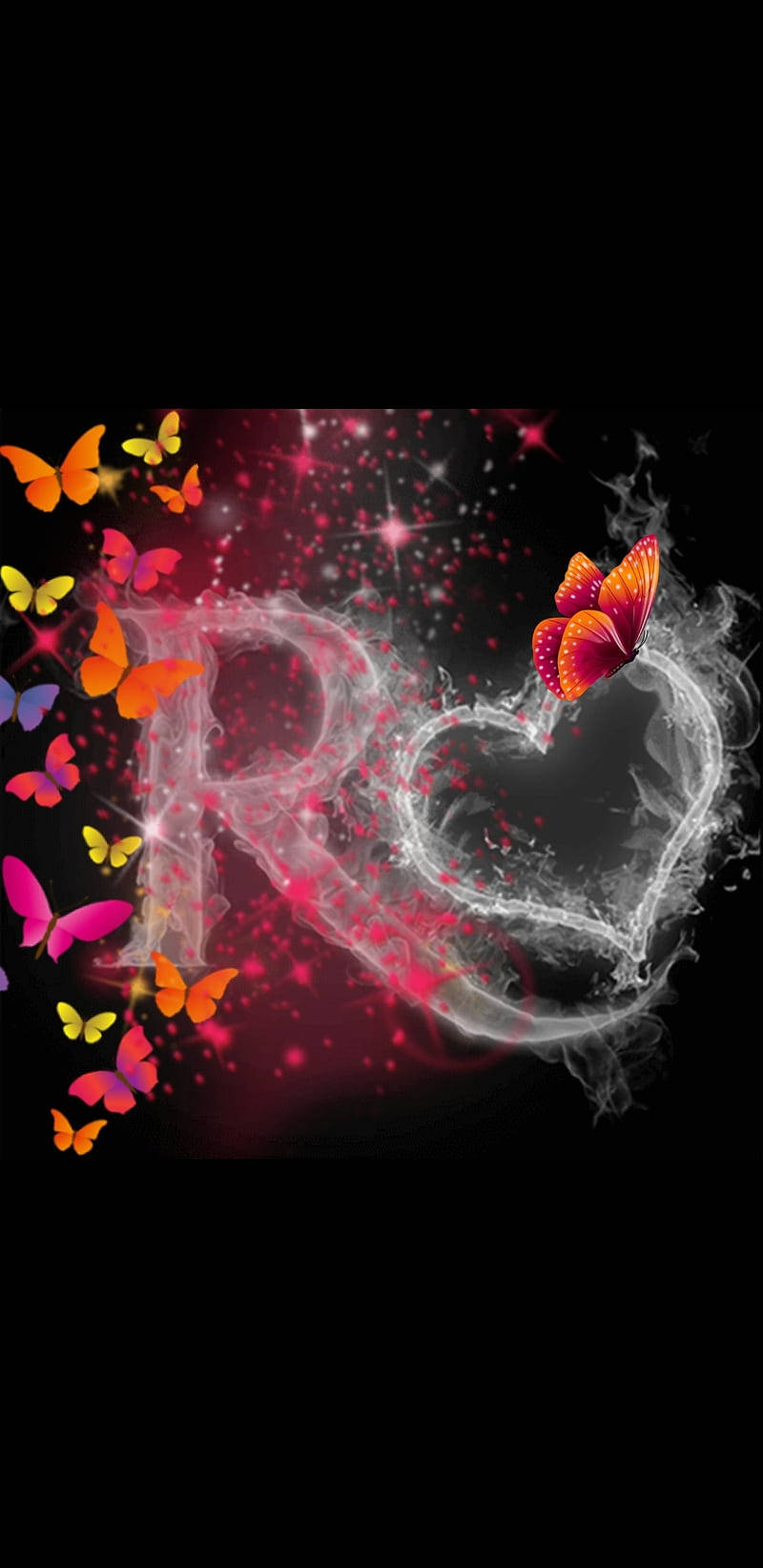 Letter R And Butterflies Background