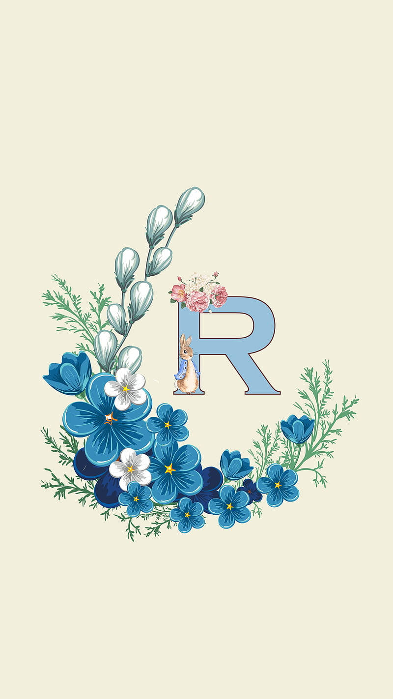 Letter R Blue Flowers