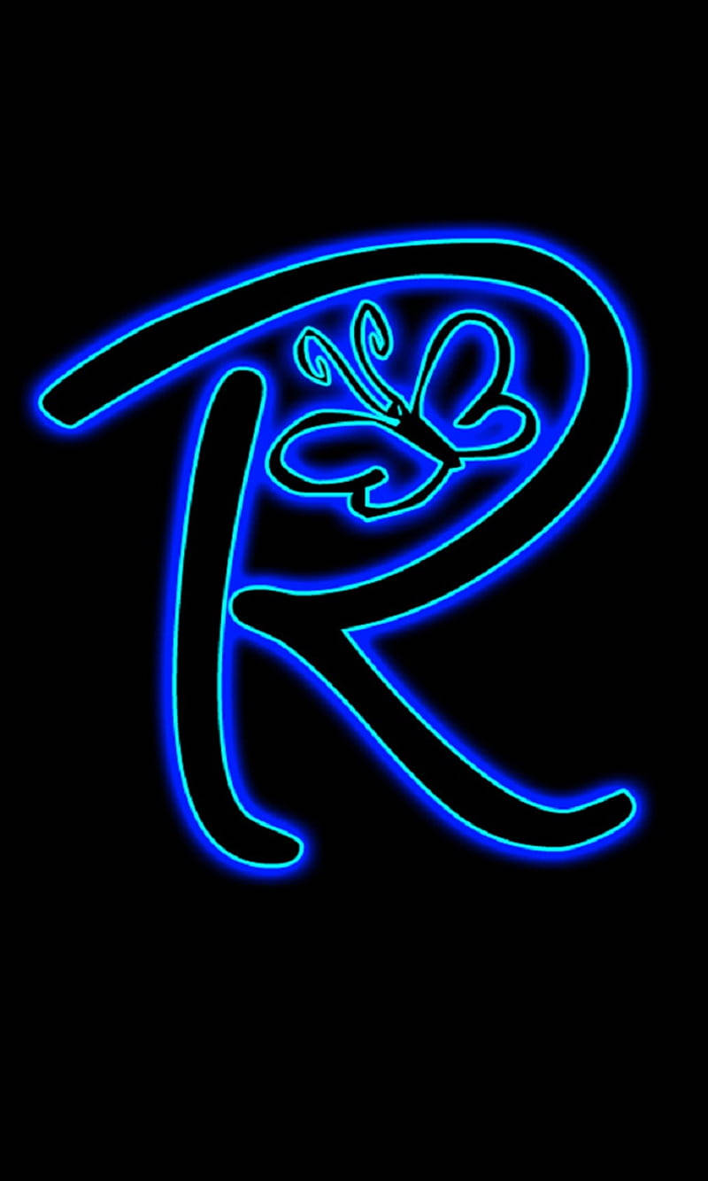 Letter R Blue Outline