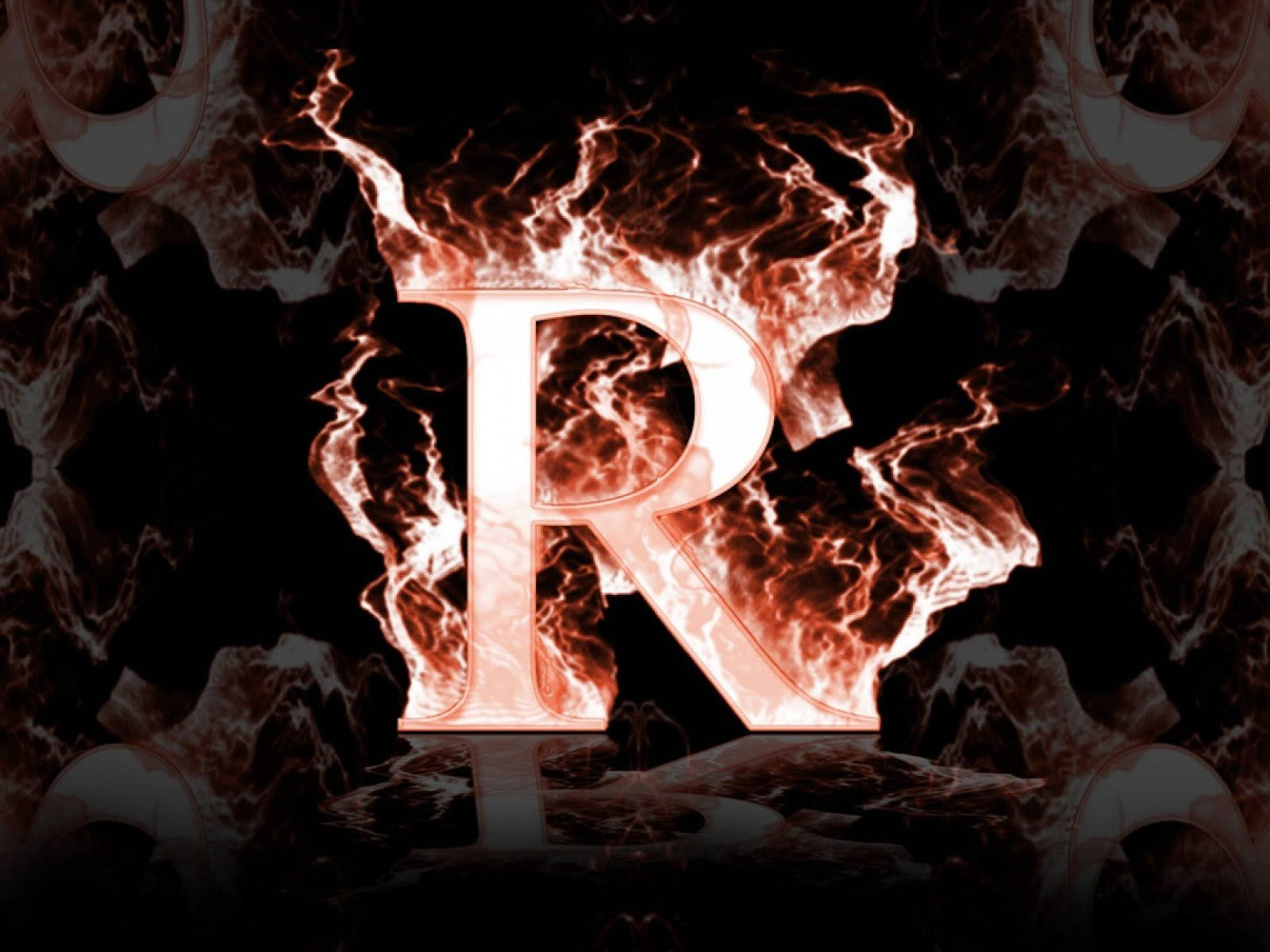 Letter R Fire Art
