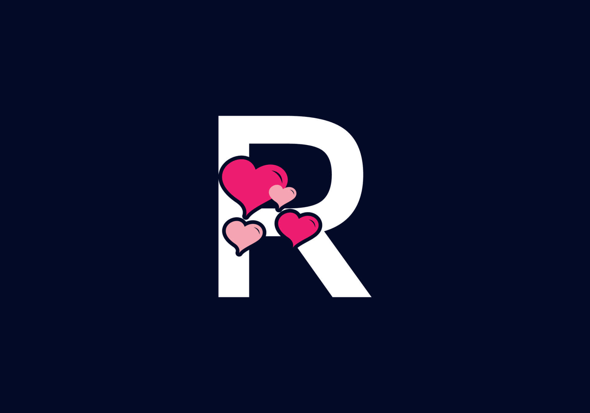 Letter R Initial With Pink Hearts