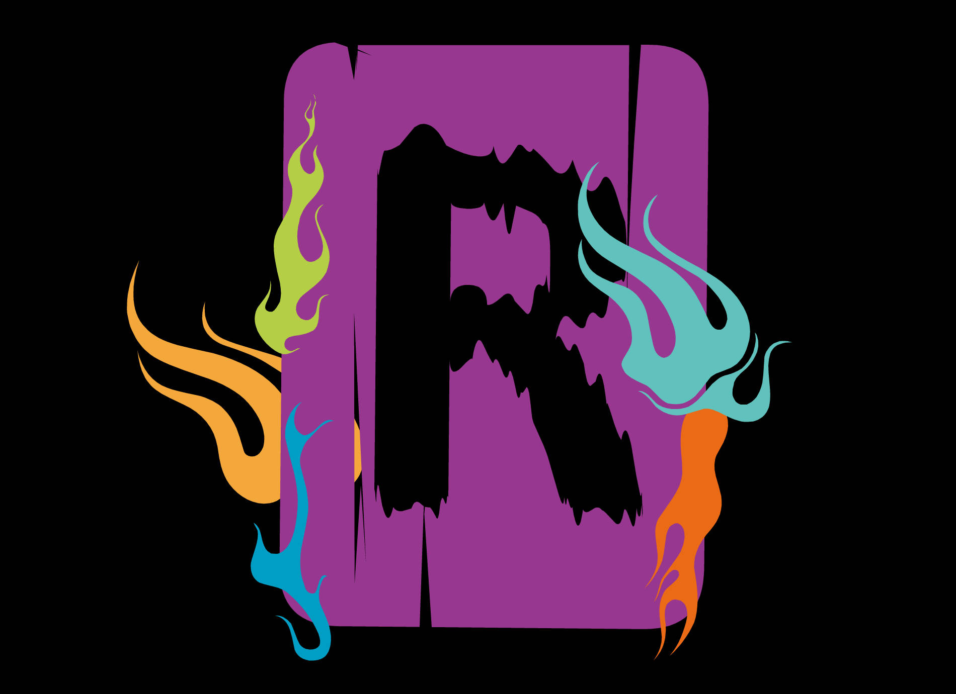 Letter R On Purple Rectangle Background