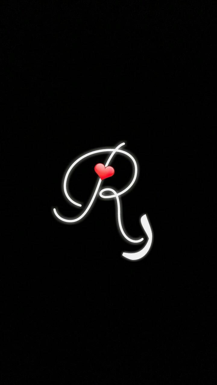 Letter R With Heart Background