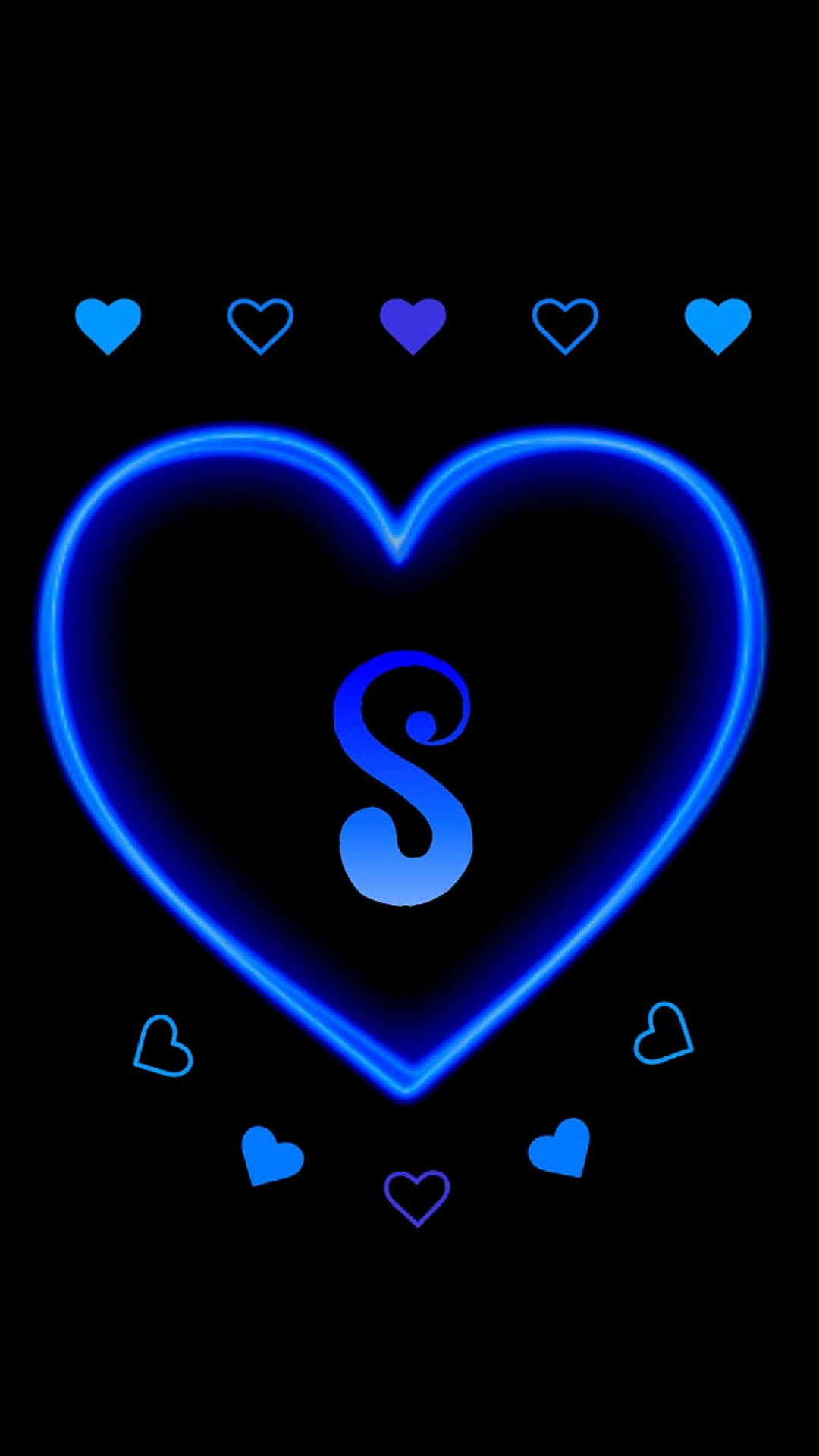 Letter S In Blue Heart Background