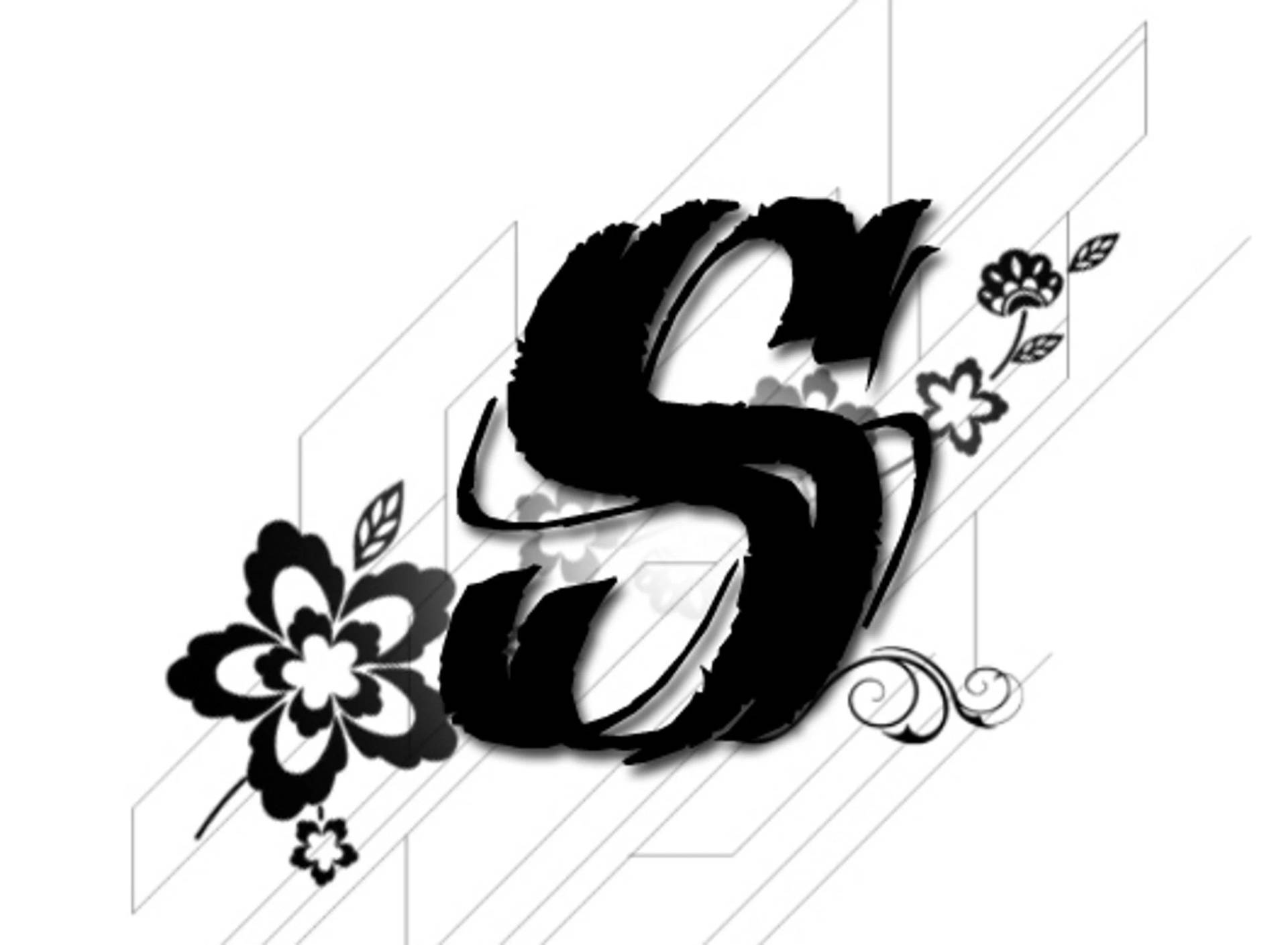 Letter S In Floral White Background