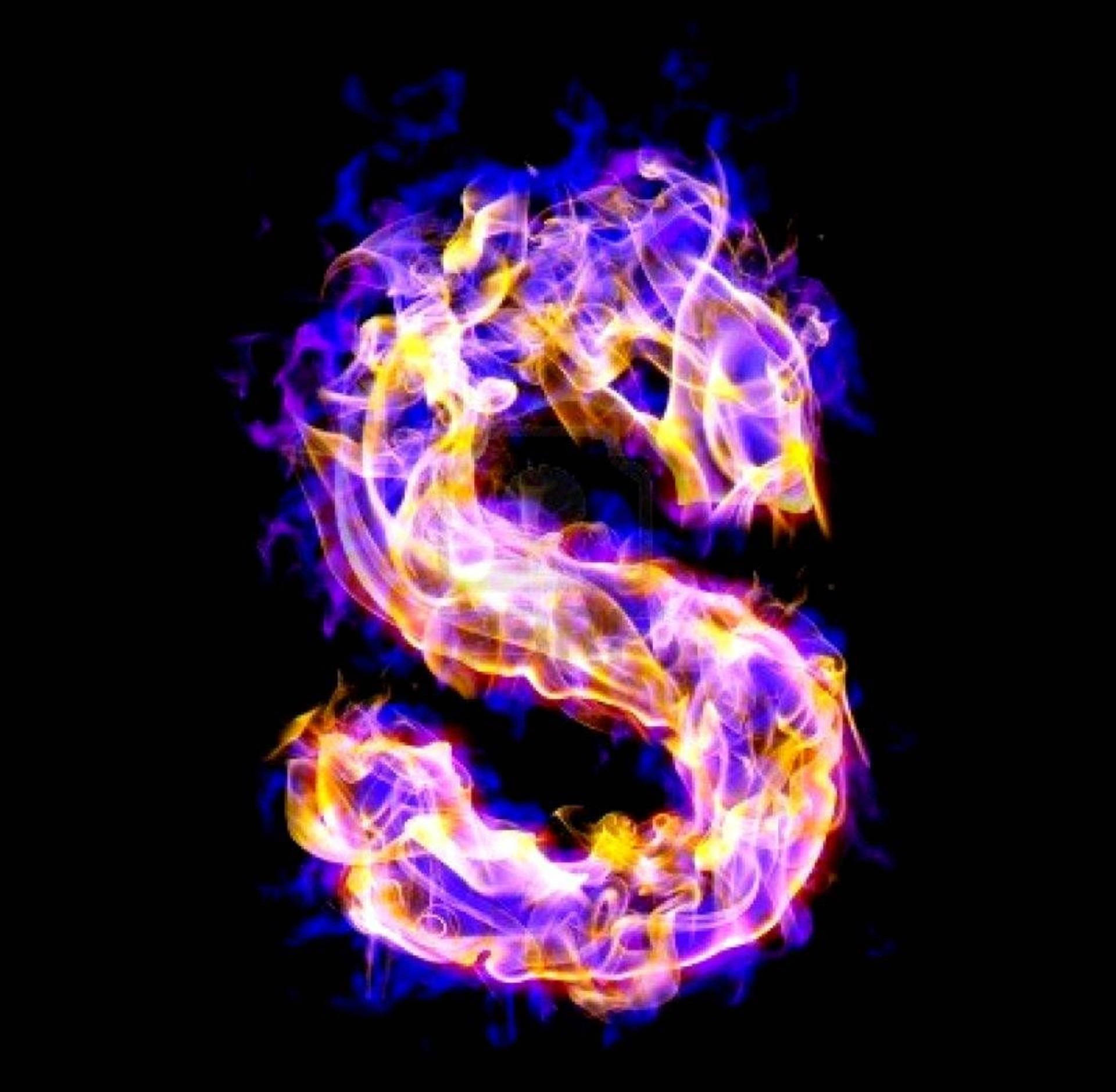 Letter S On Fire Background