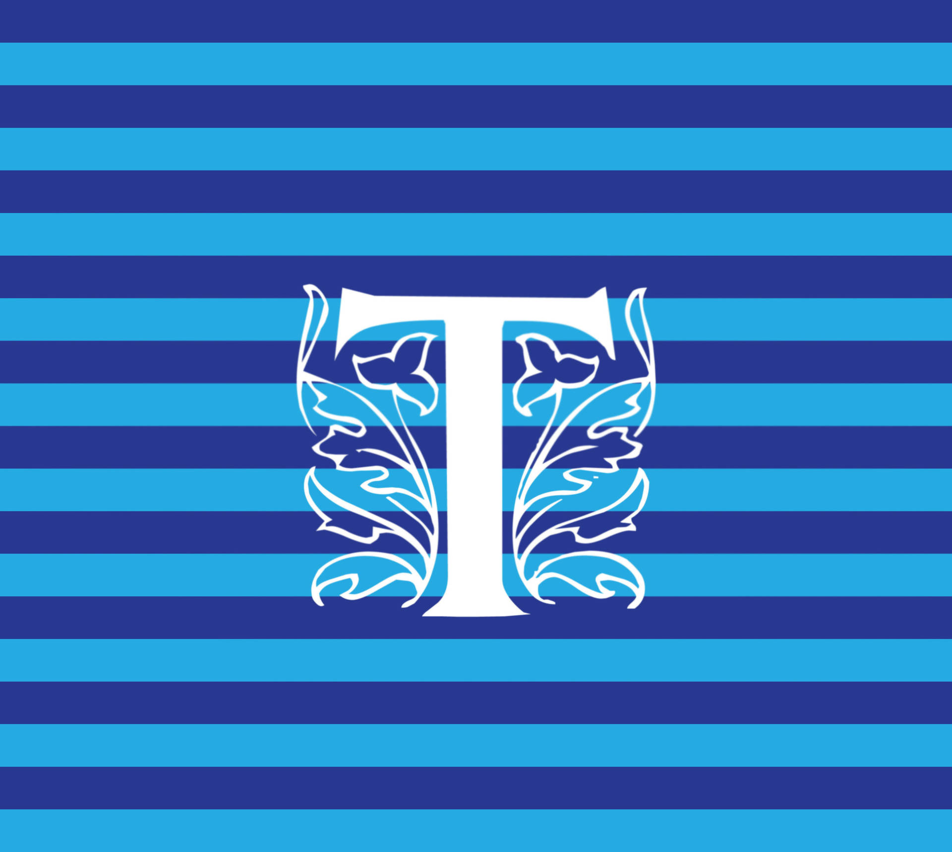 Letter T Blue Stripes Background