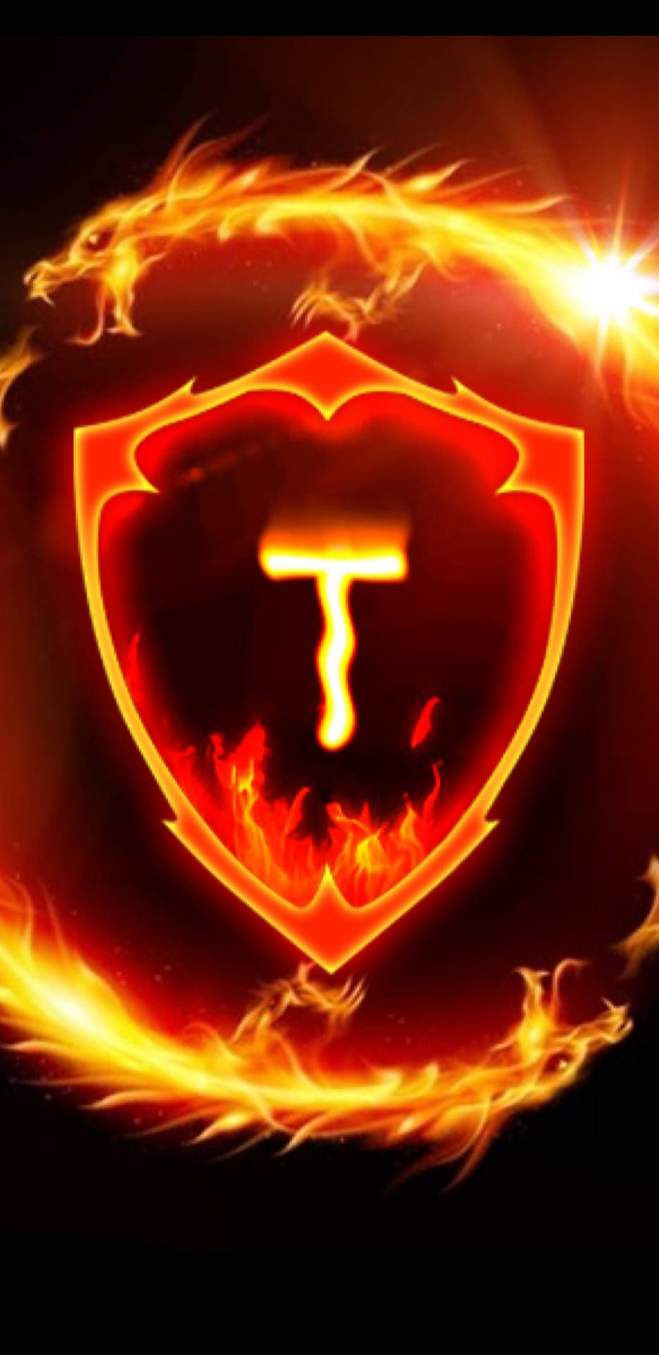Letter T Dragon Shield Background