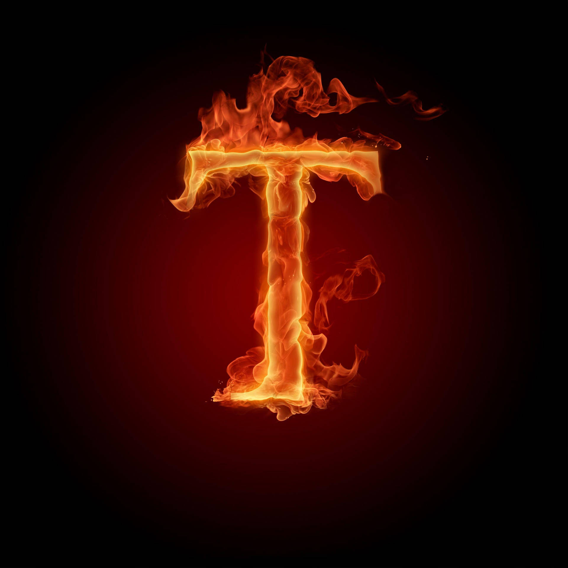 Letter T Orange Fire