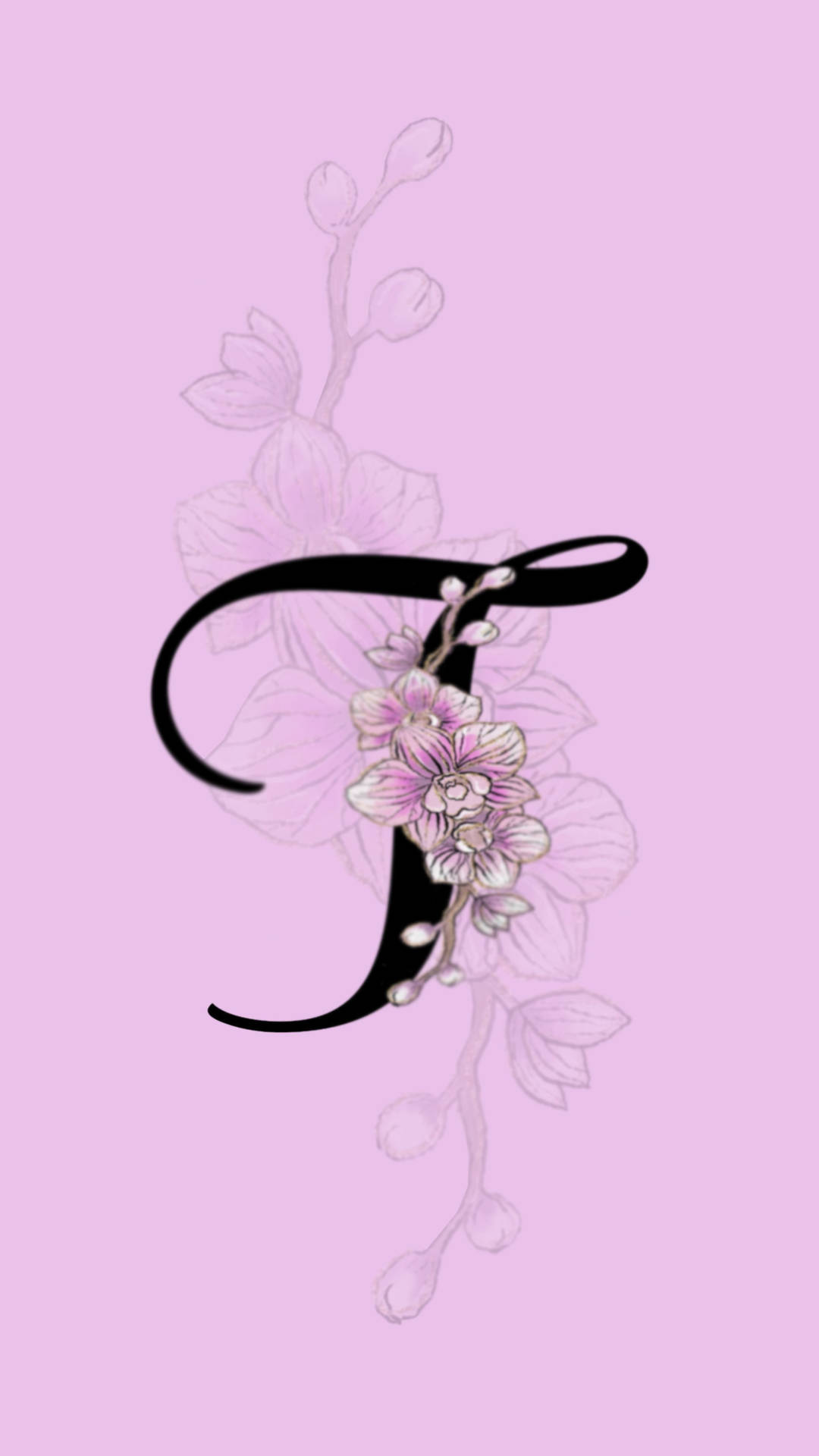 Letter T Orchid Design Background