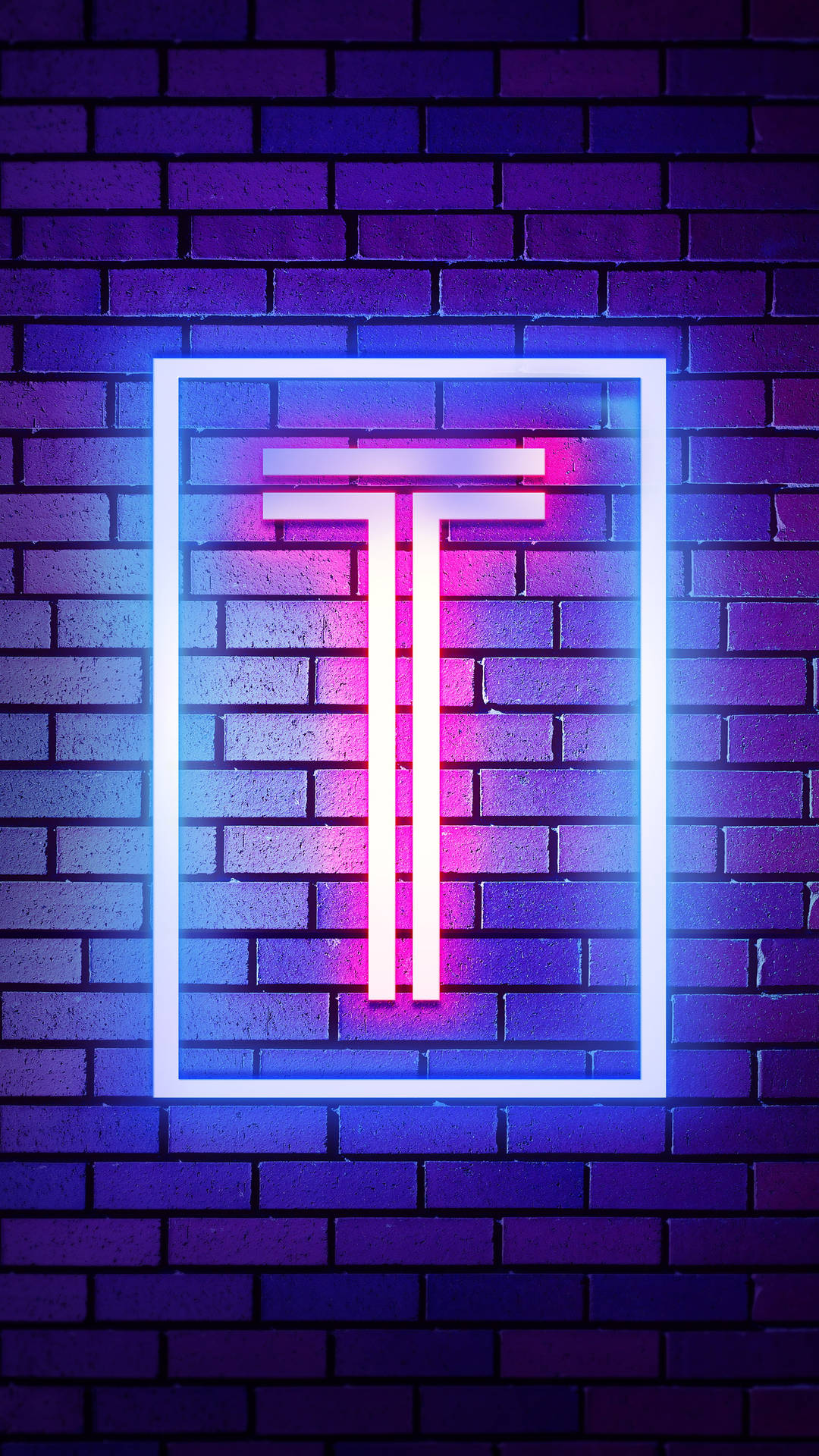 Letter T Serif Neon Light Background