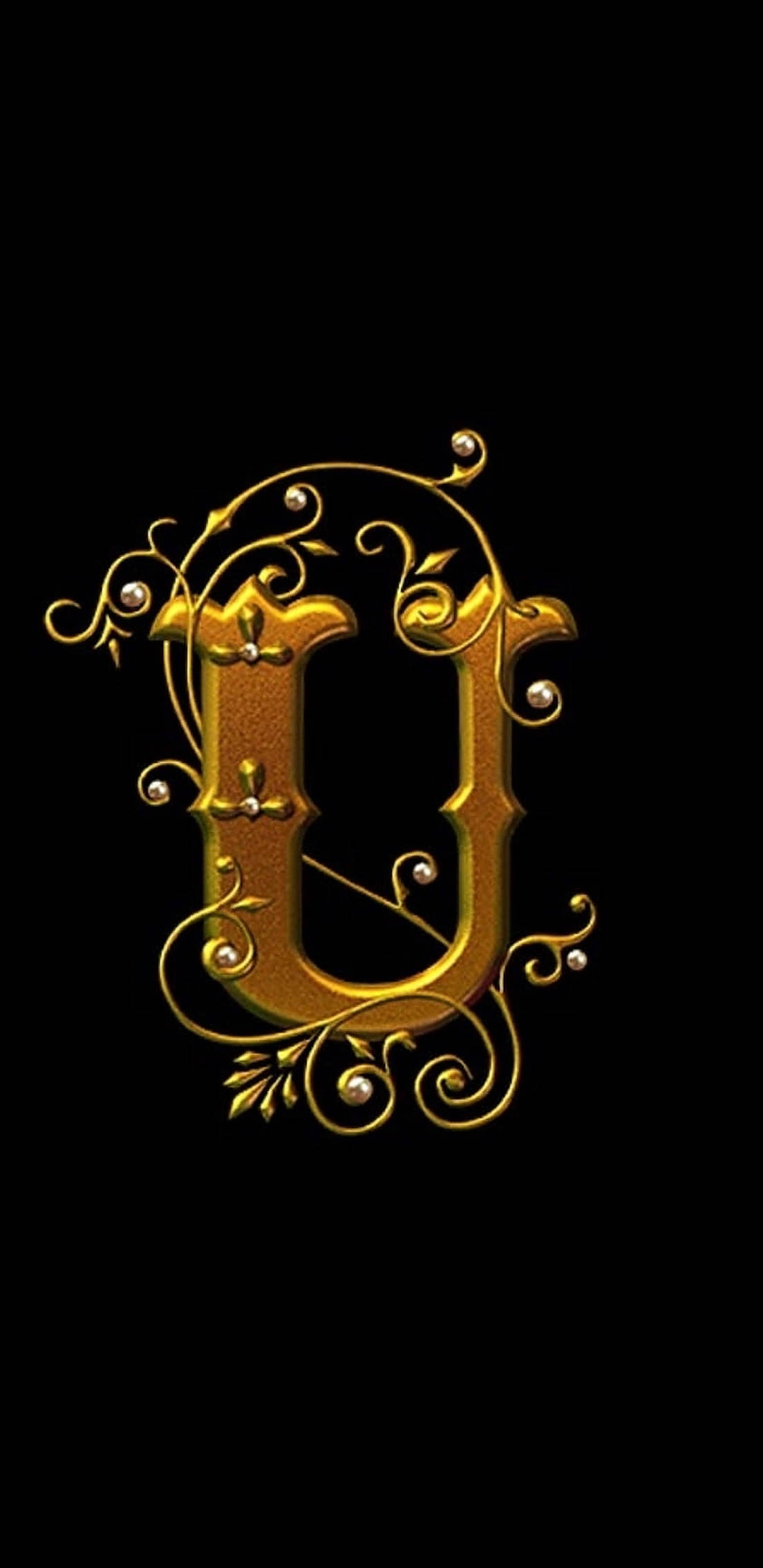 Letter U In Gold Background