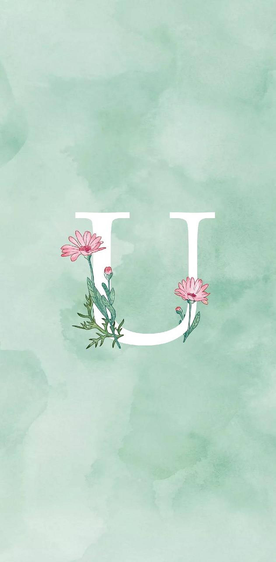 Letter U In Watercolor Background