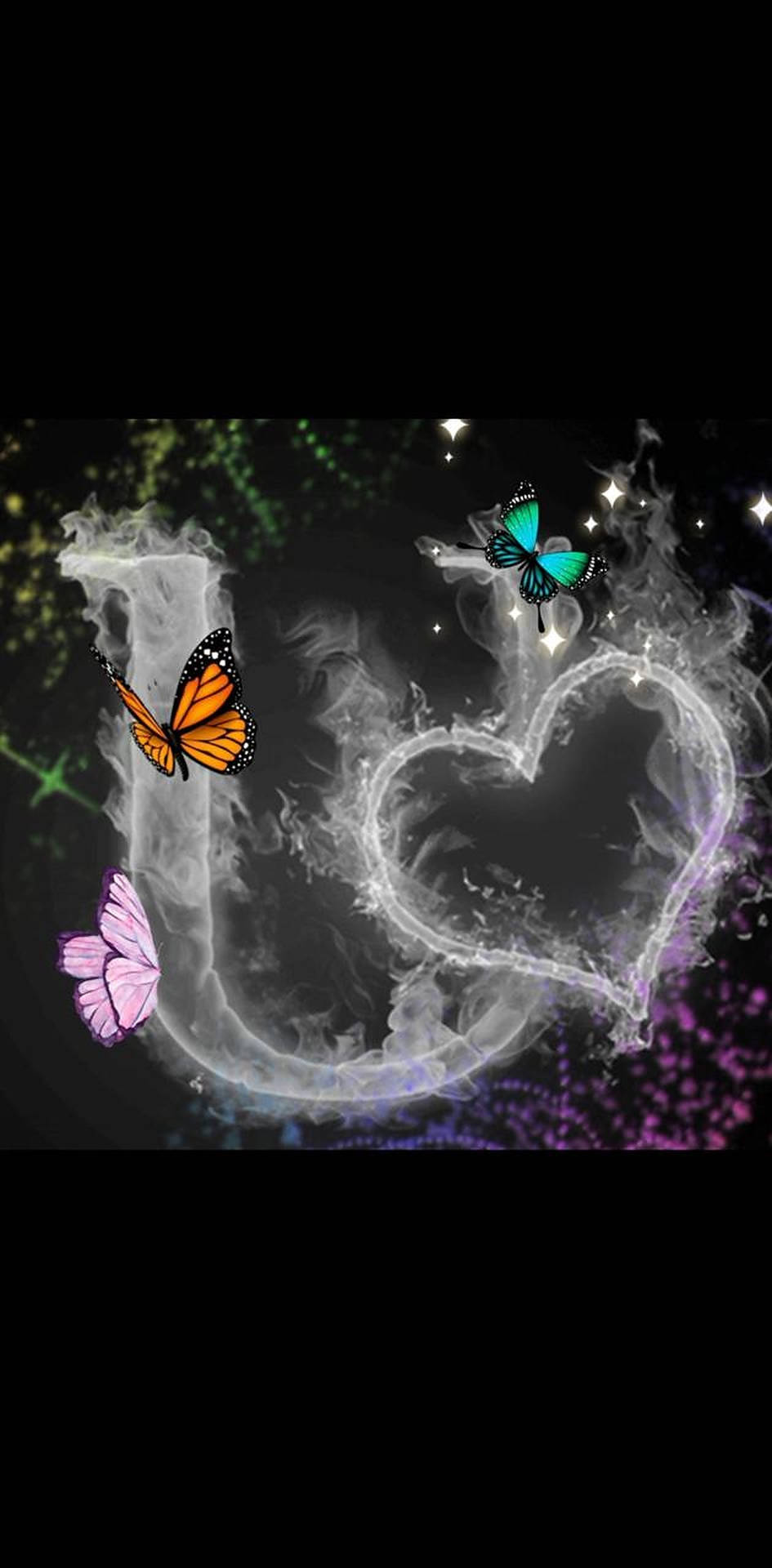 Letter U With Butterflies Background