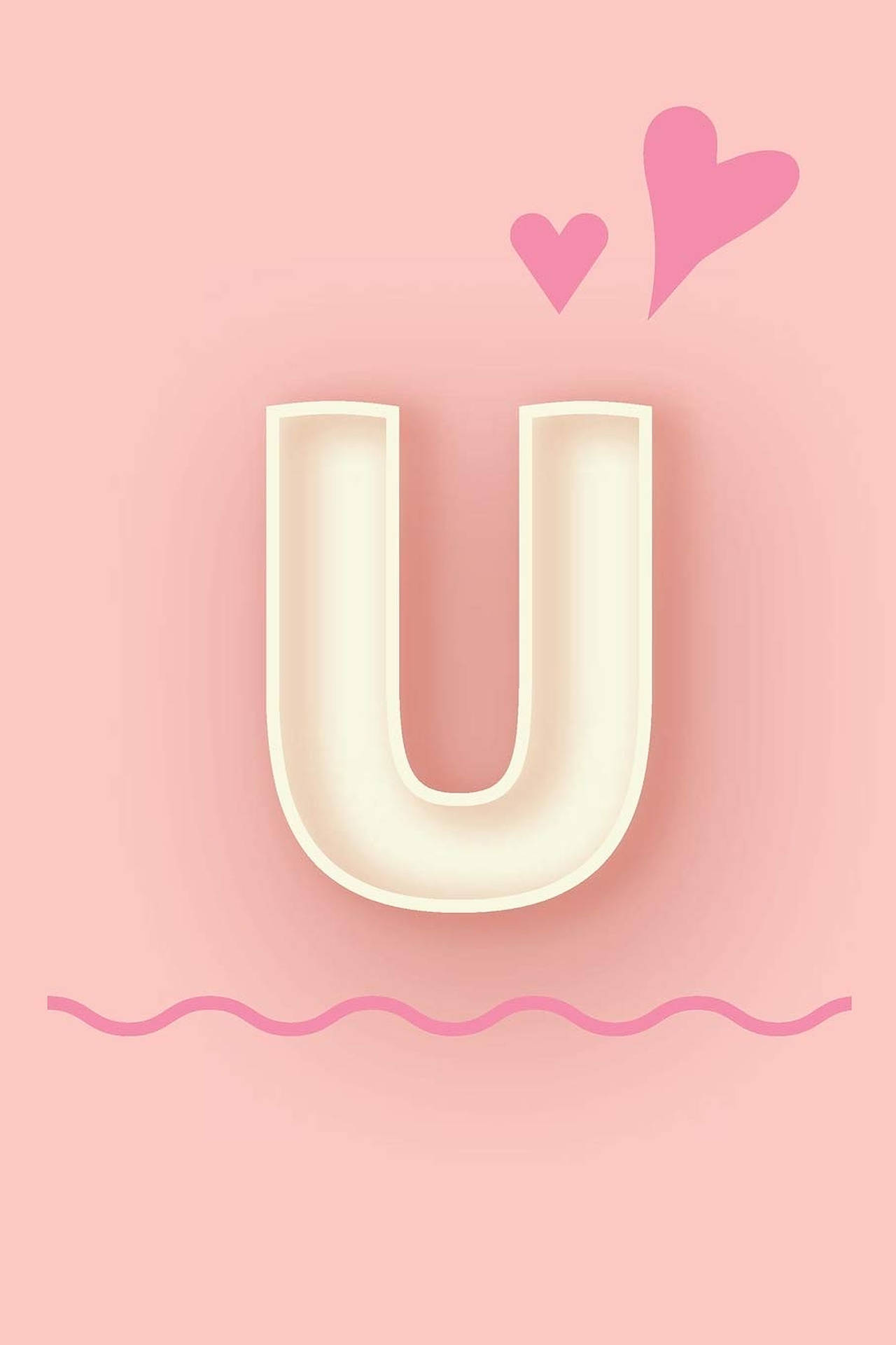 Letter U With Hearts Background