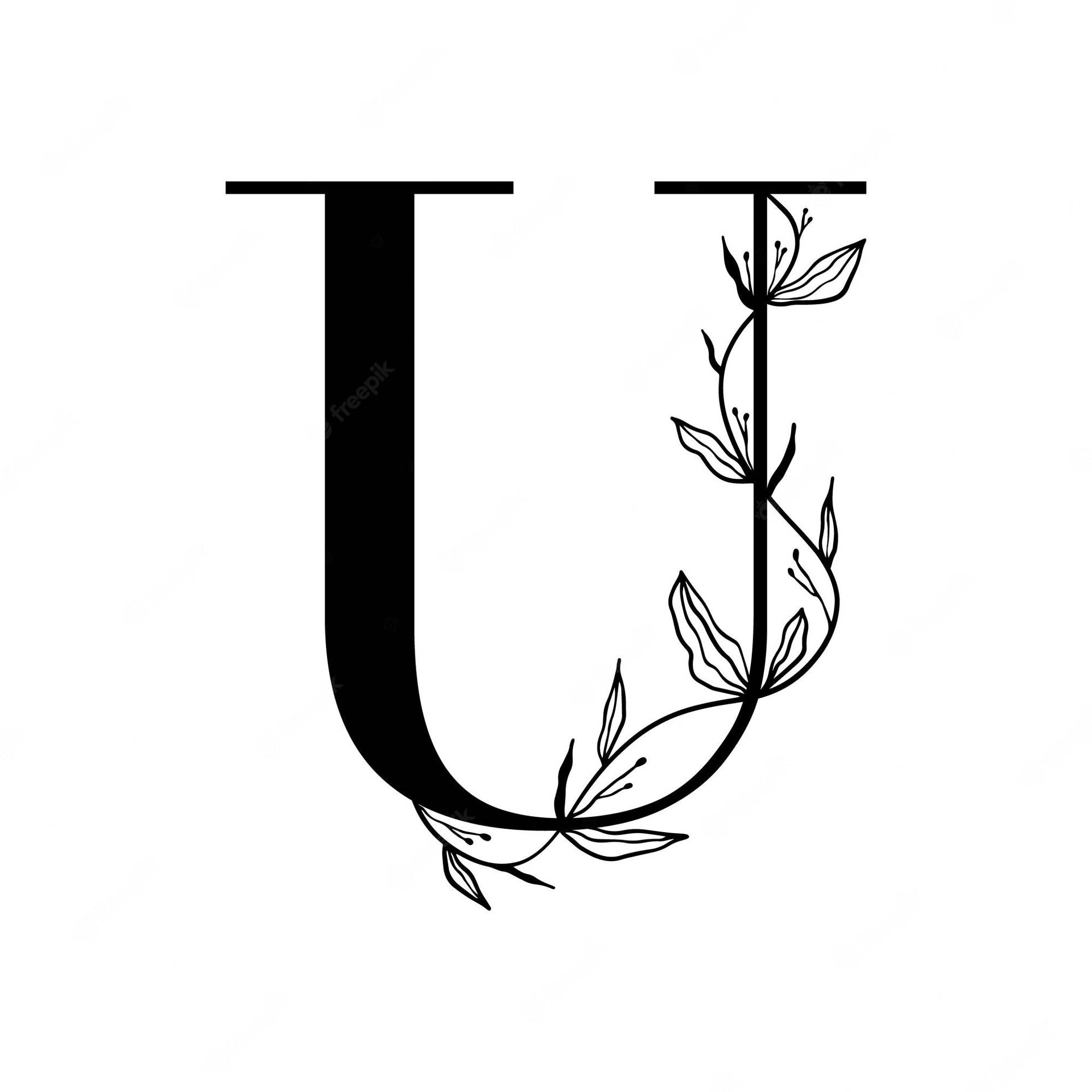 Letter U With Vines Background