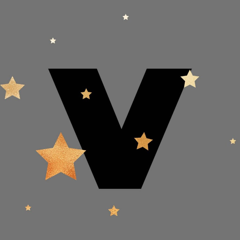 Letter V And Stars Background