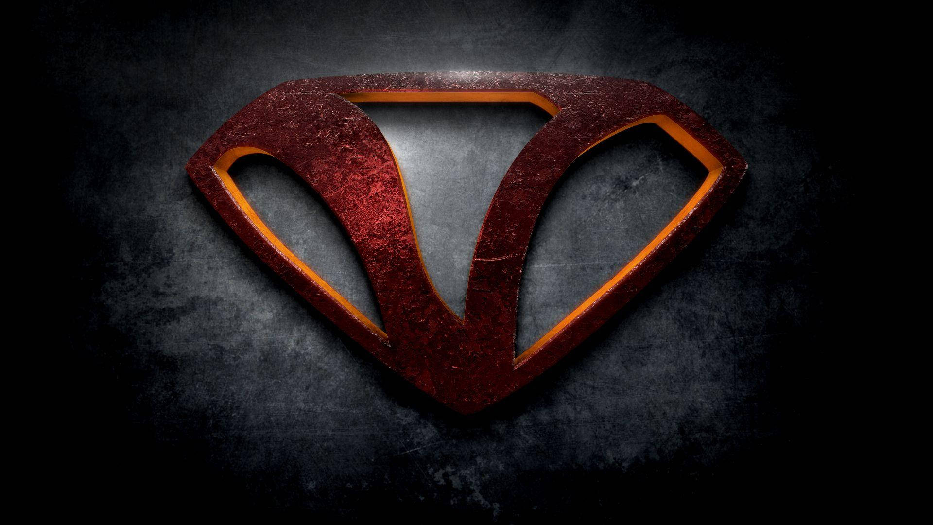 Letter V On Superman Logo Background