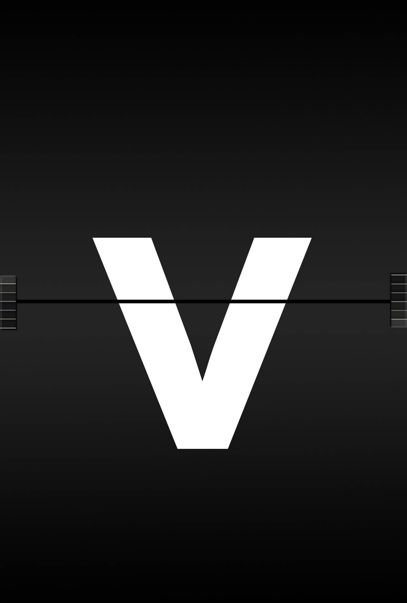 Letter V With Black Line Background