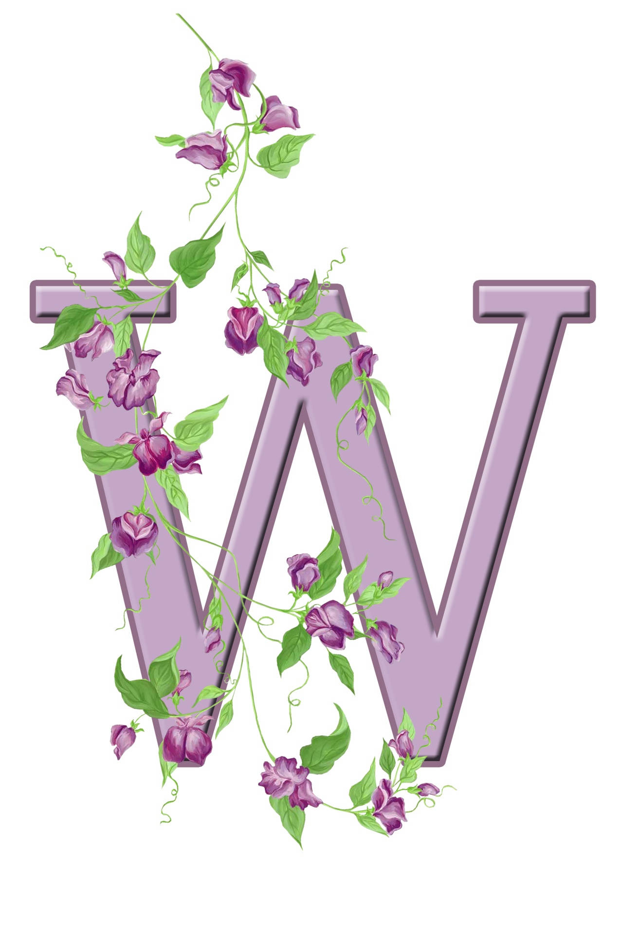 Letter W Flowering Vines Background