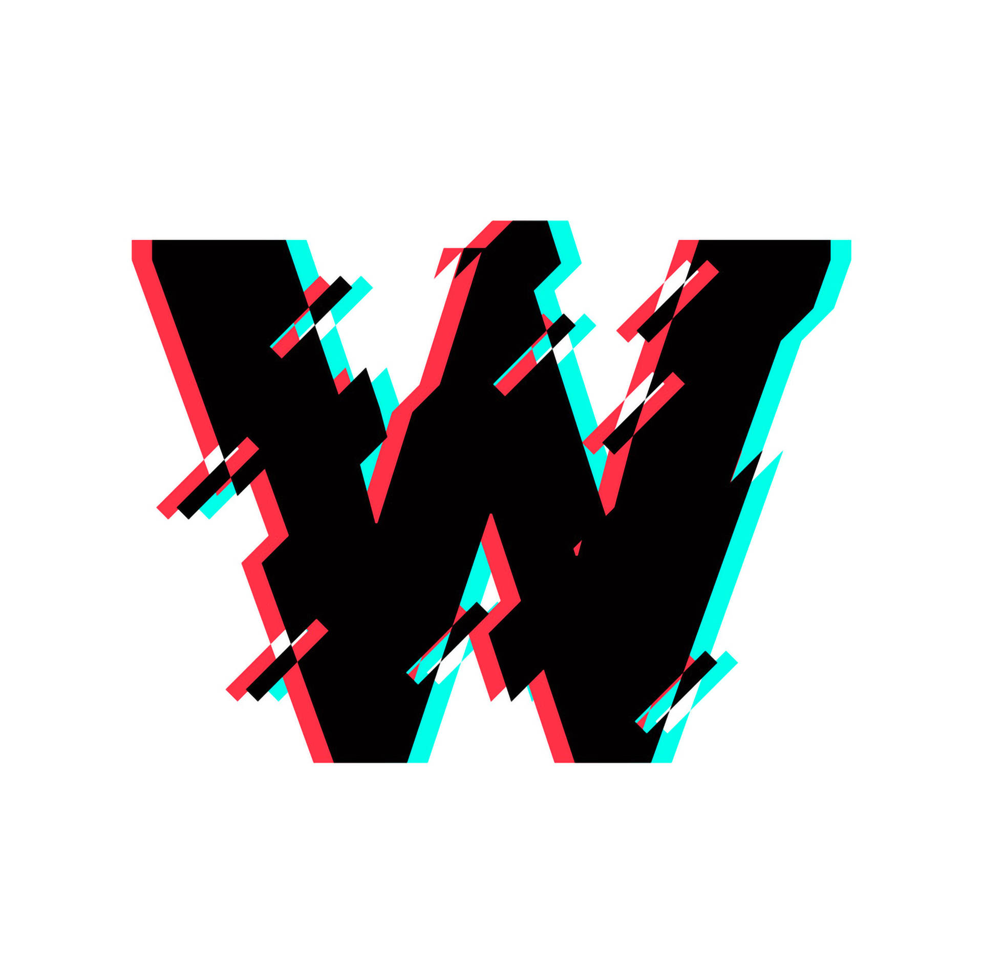 Letter W Glitch Distortion Background