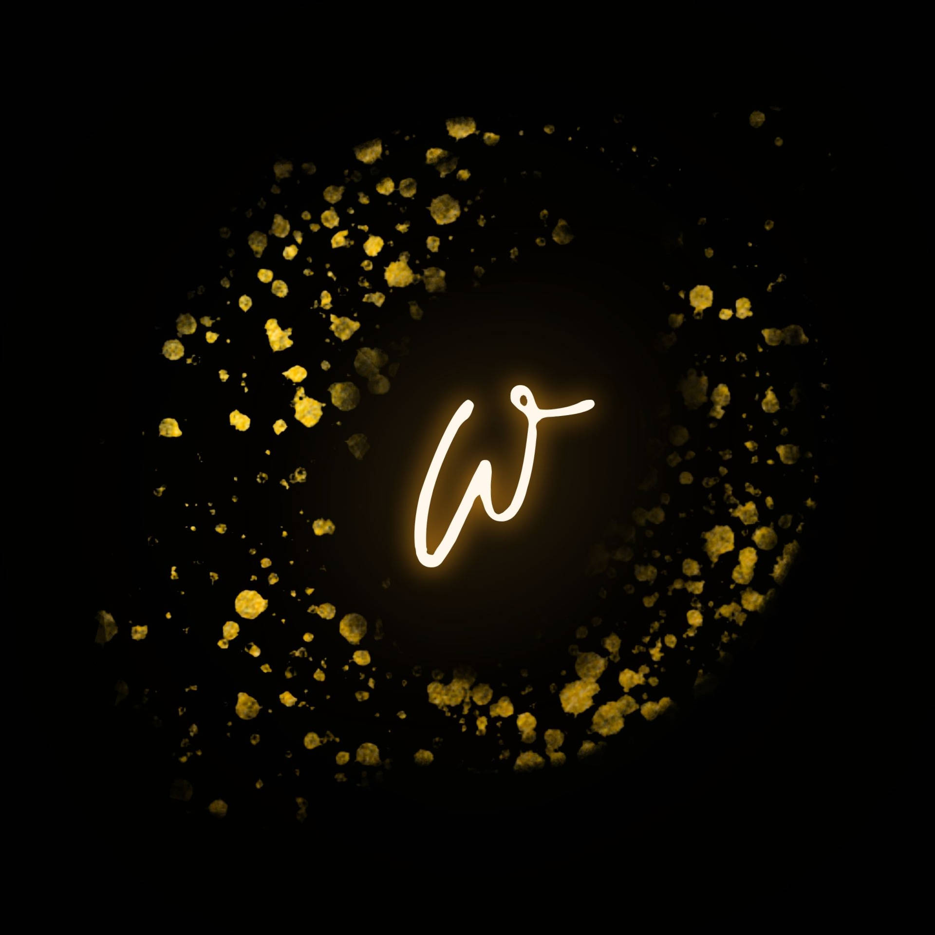 Letter W Glowing Gold Background