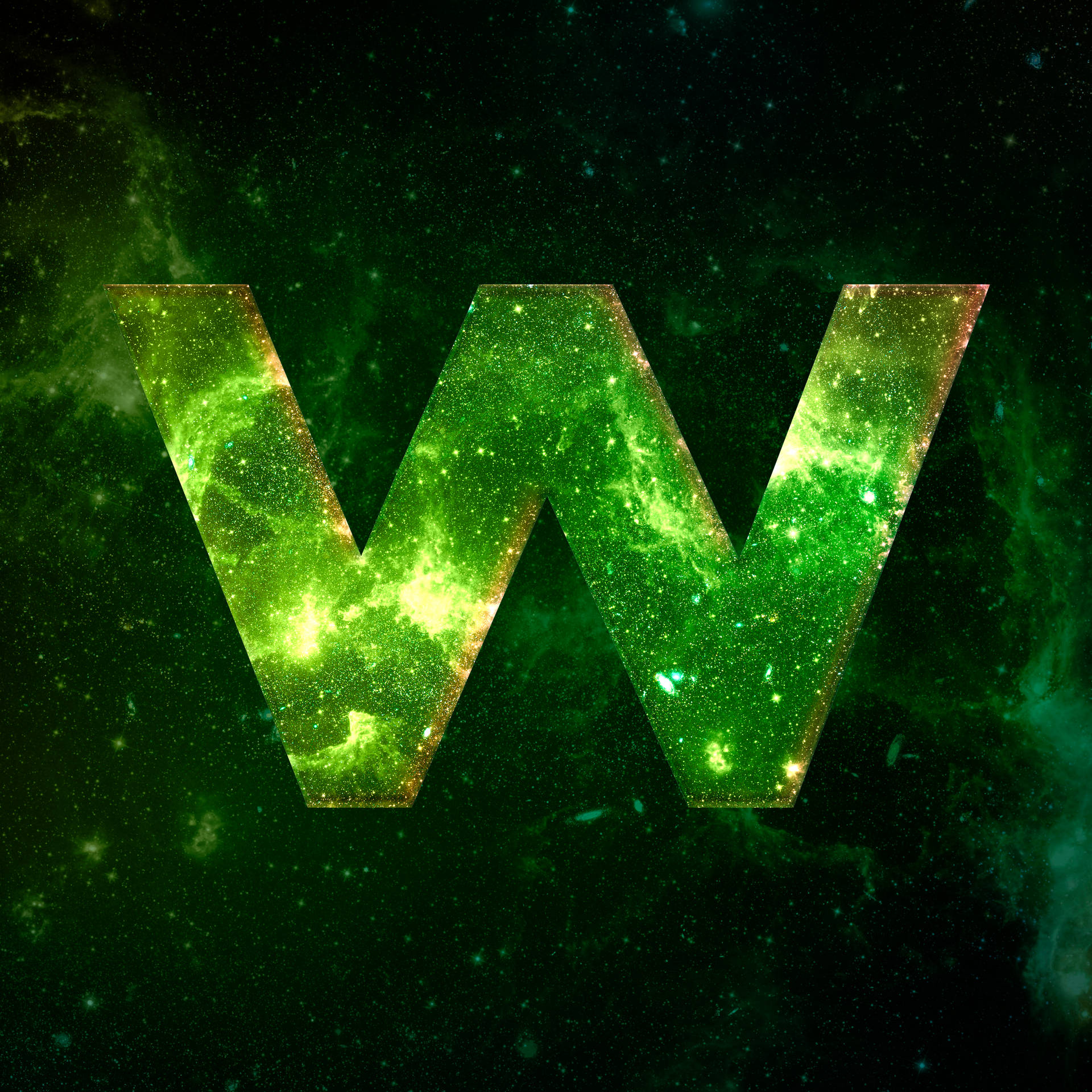 Letter W Green Nebula Background