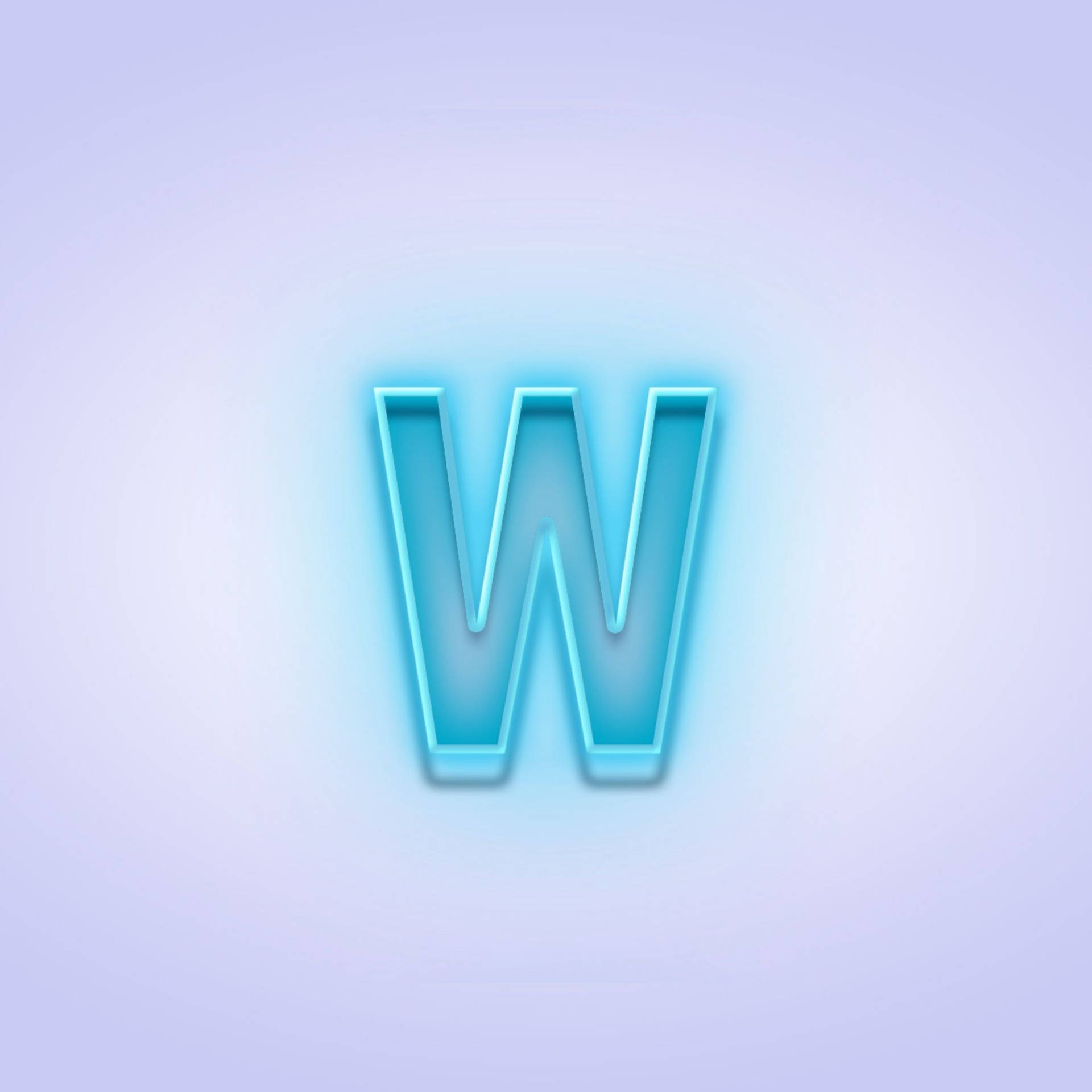 Letter W Neon Blue