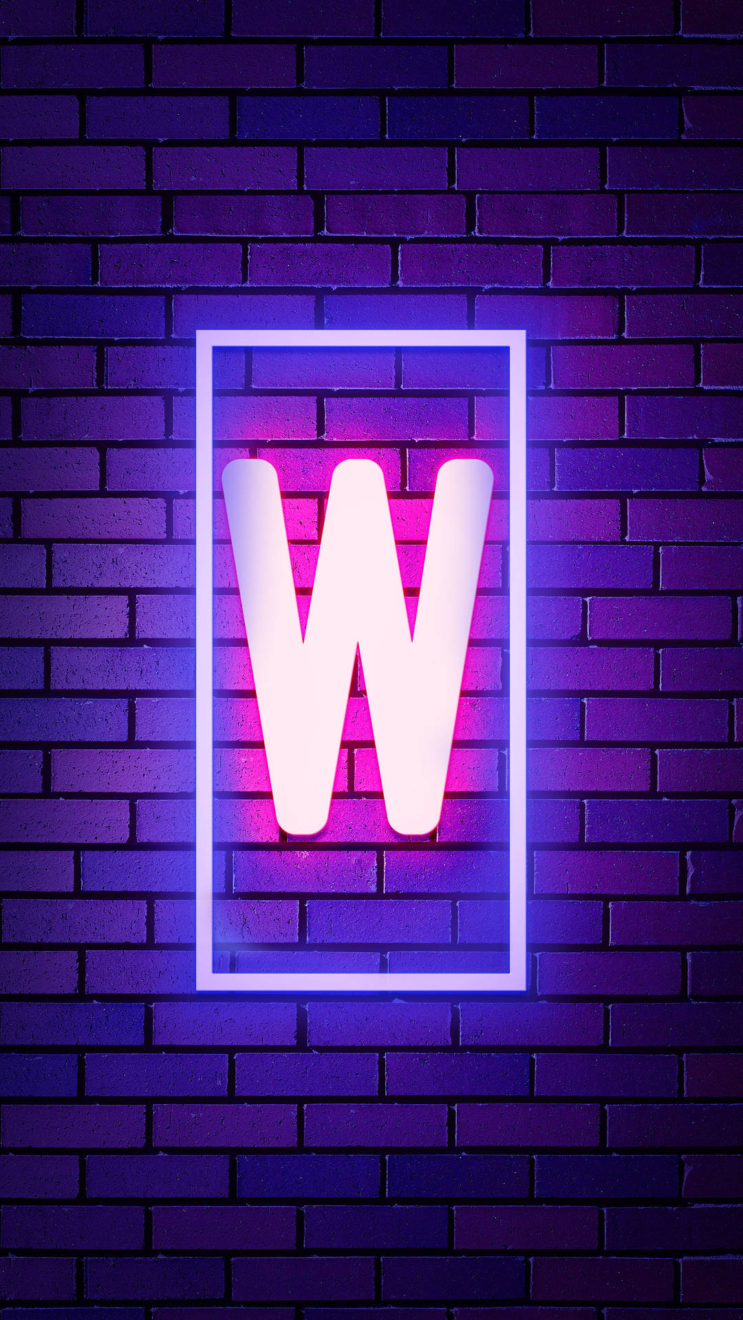 Letter W Neon Brick Background