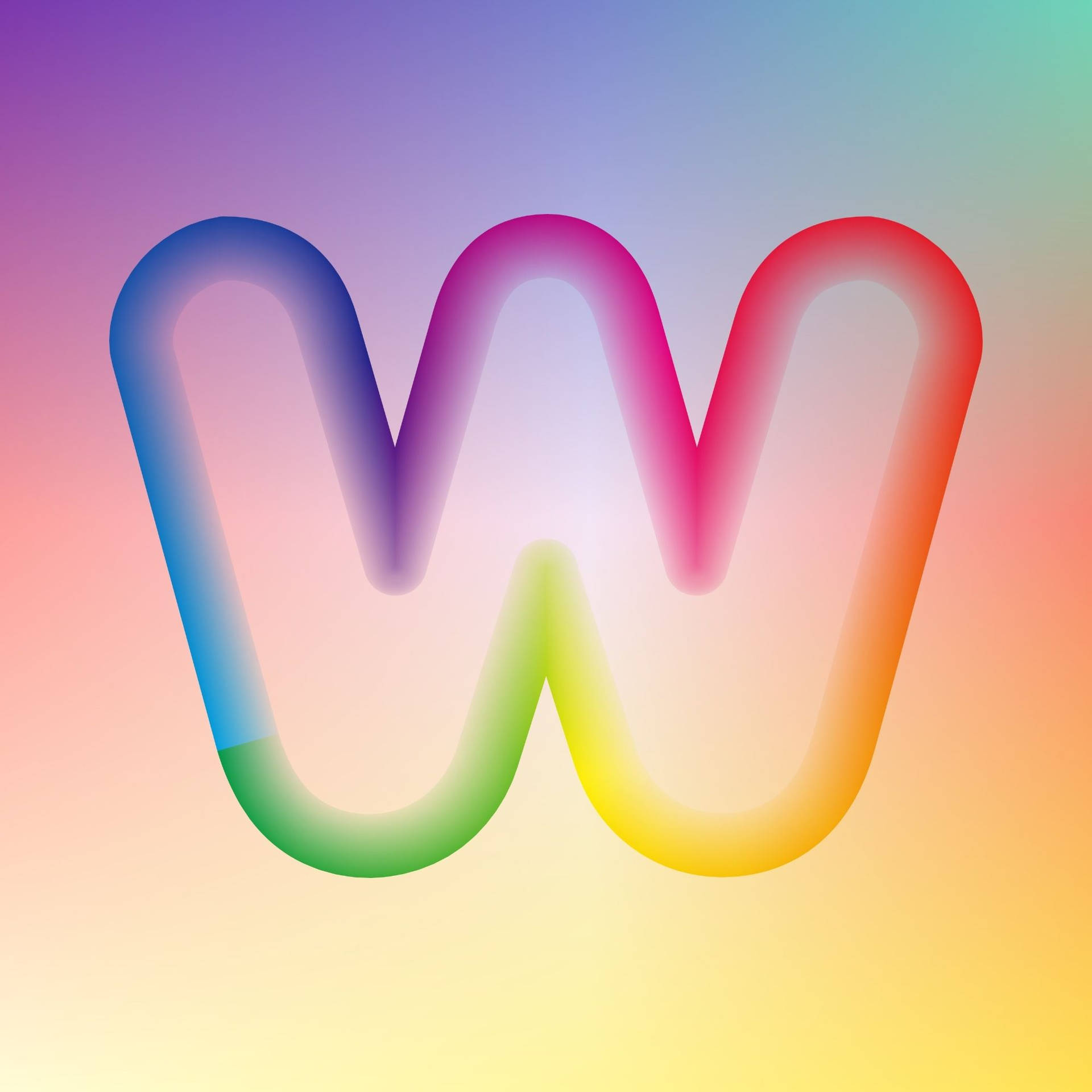 Letter W Rainbow Outline Background