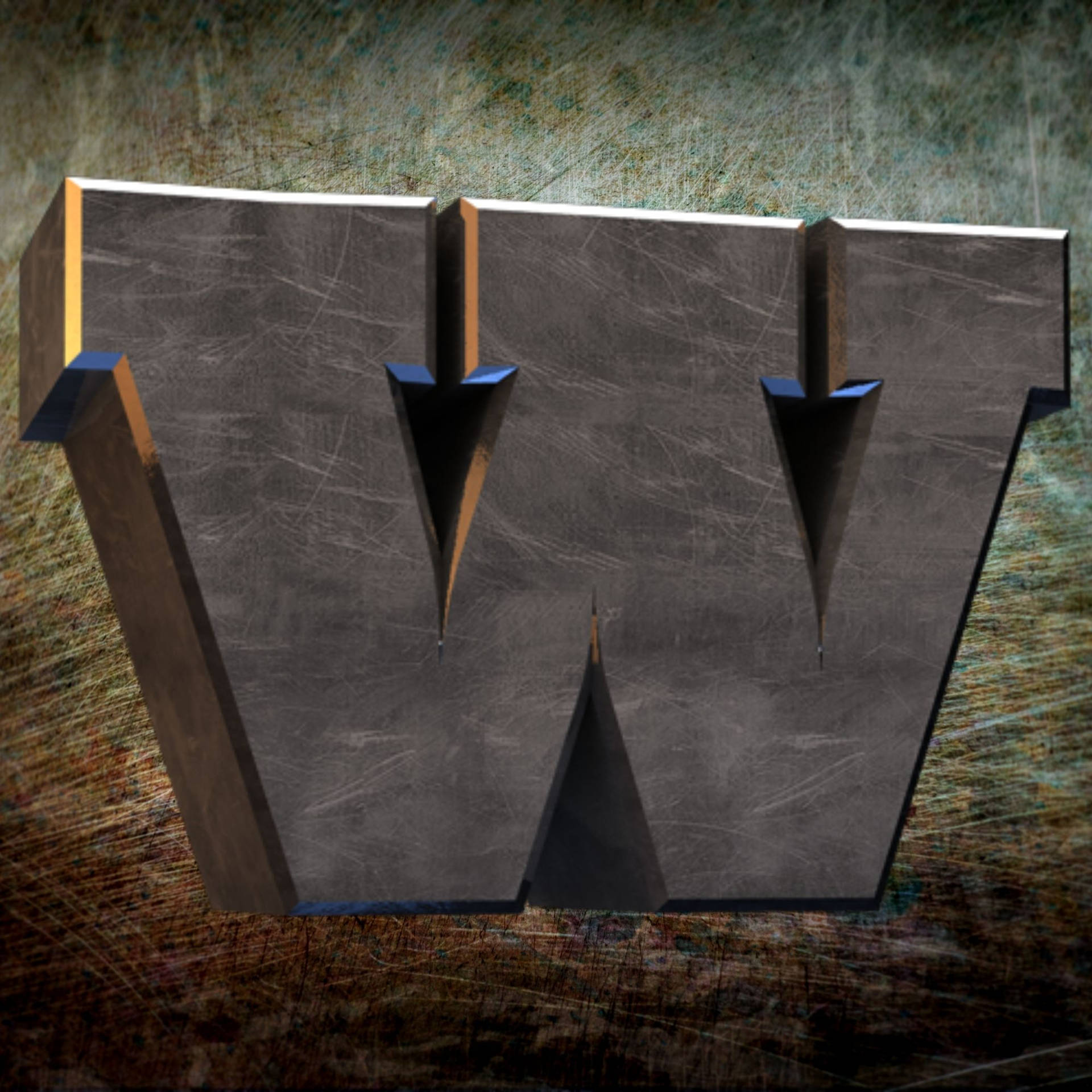 Letter W Scratched Metal Background