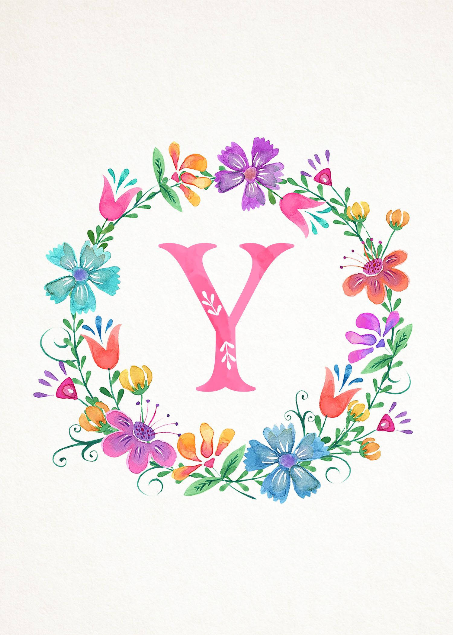 Letter Y Floral Wreath Background