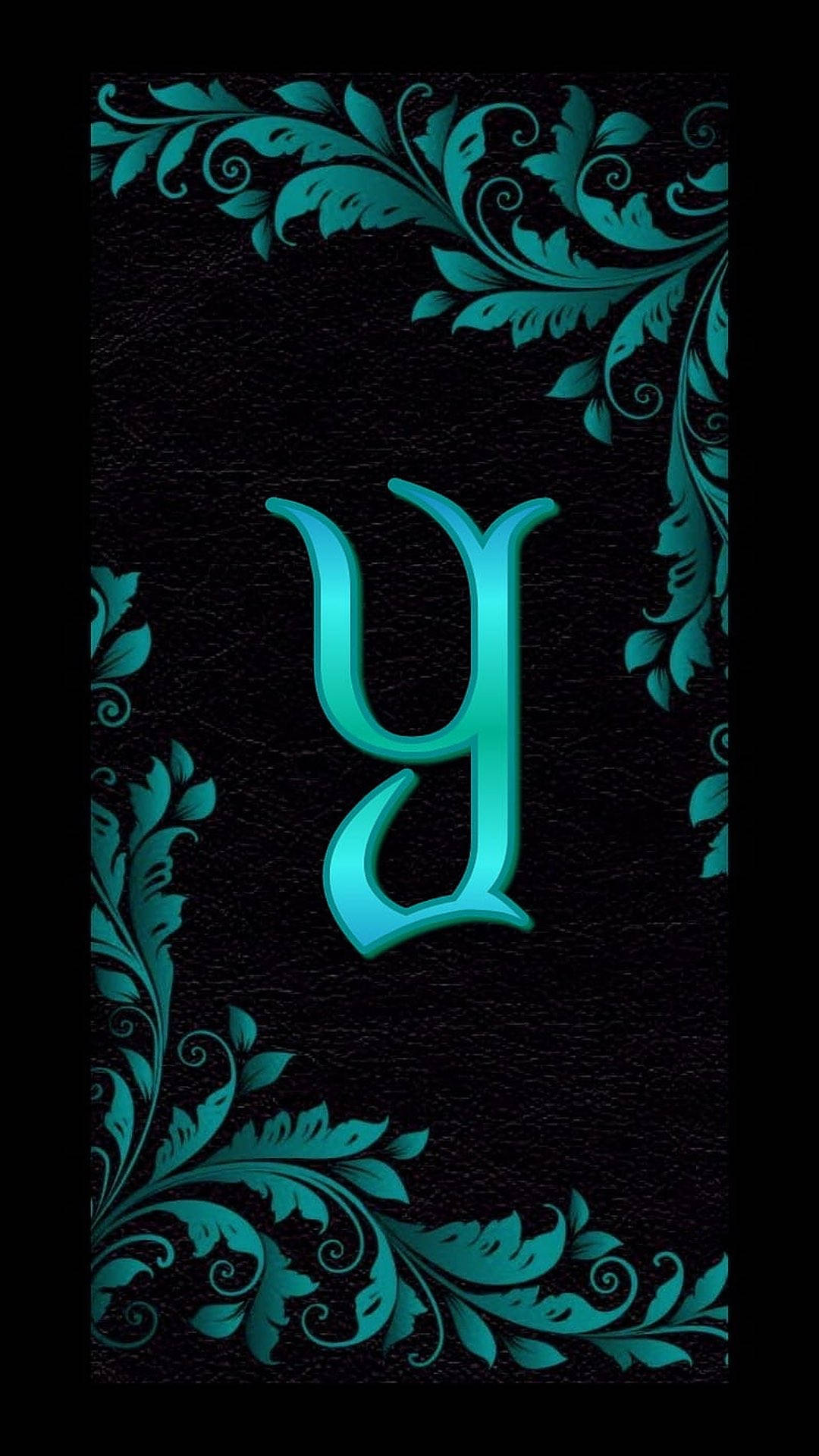 Letter Y Turquoise Leaves Background