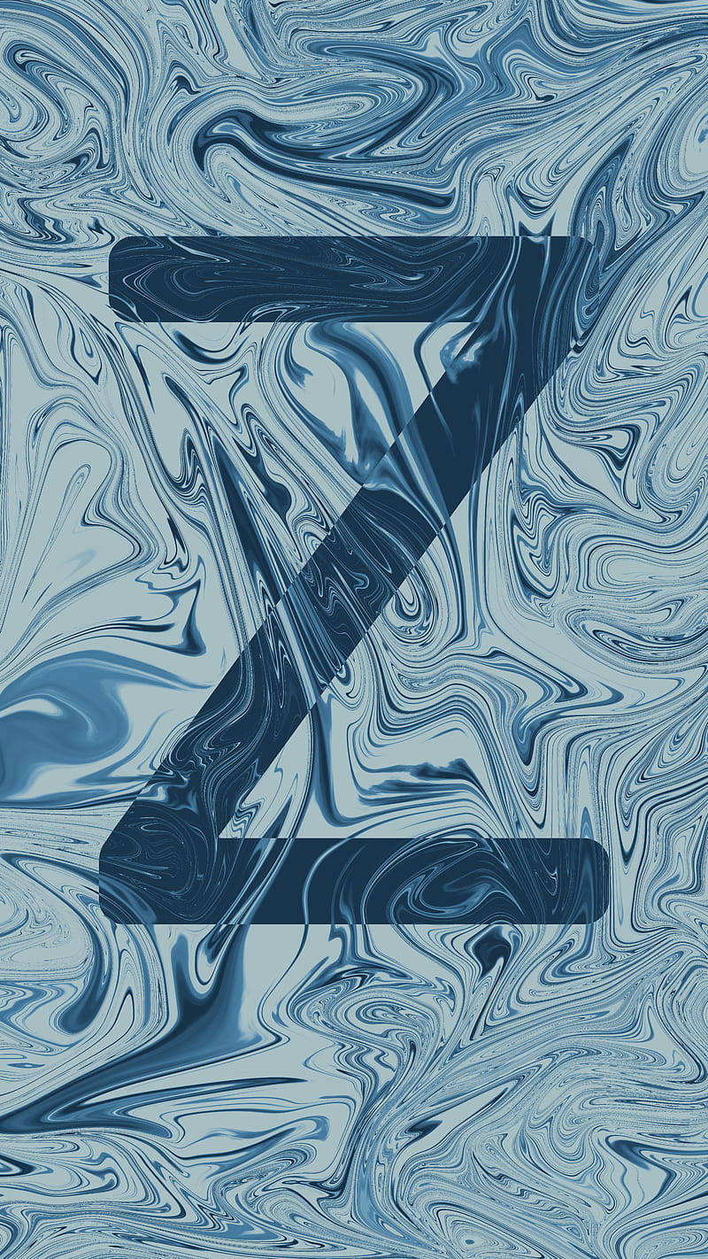 Letter Z Blue Marble Art Background