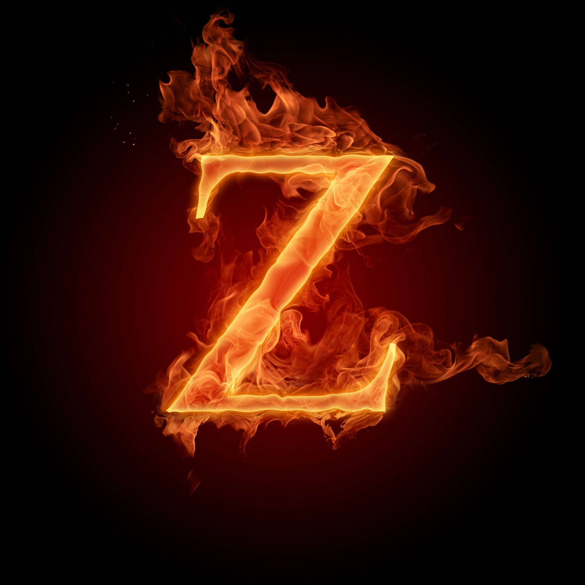 Letter Z In Burning Flame Background