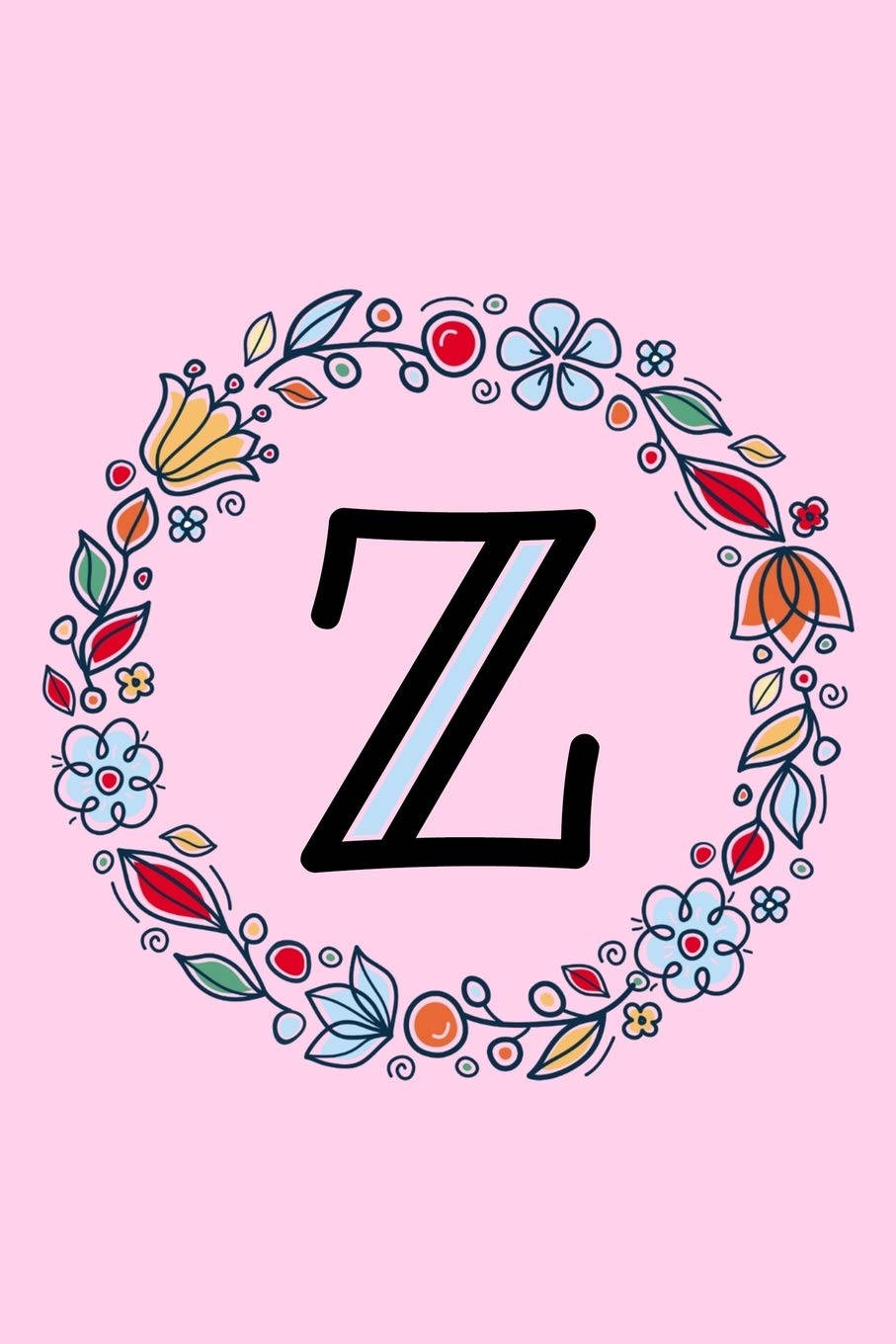 Letter Z With Colored Flowers Background