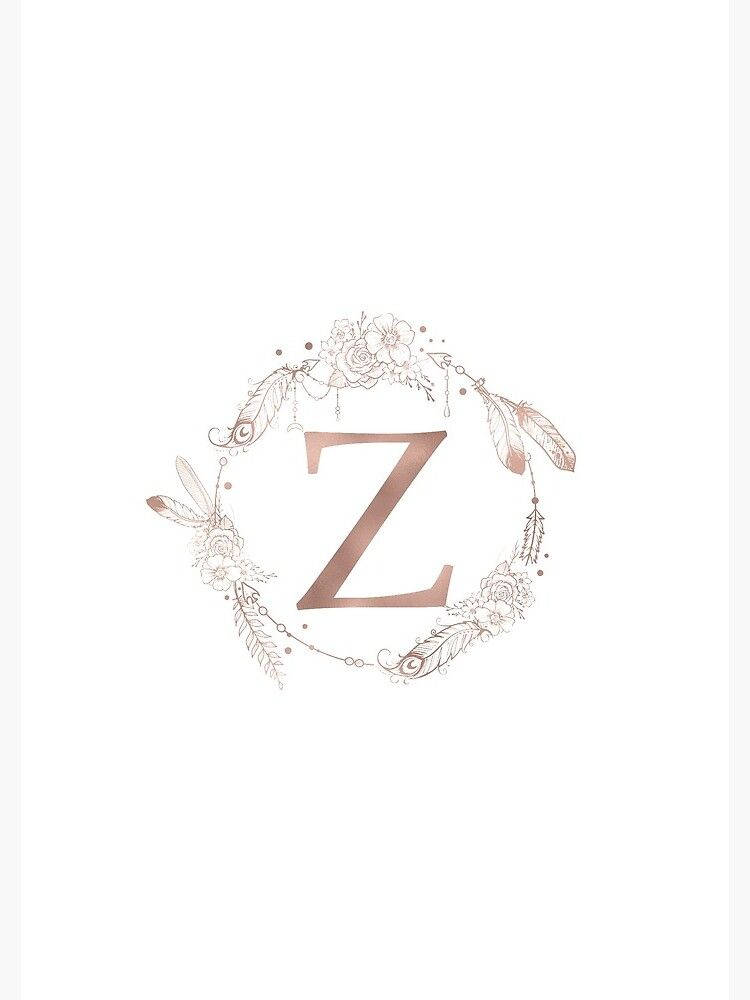 Letter Z With Feathers And Flowers Background