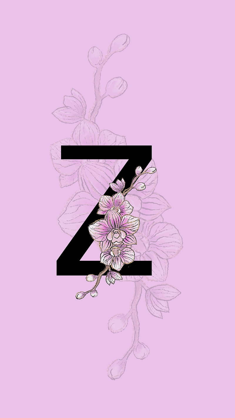 Letter Z With Pink Orchid Background